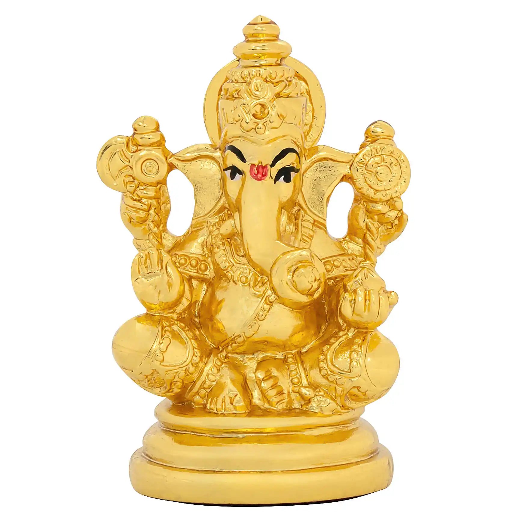 Lord Ganesha Idol – Gold Layered Figurine – Ganapati Murti (Hindu Spiritual Statue) – Pooja & Home Décor | PIDRGG57-011