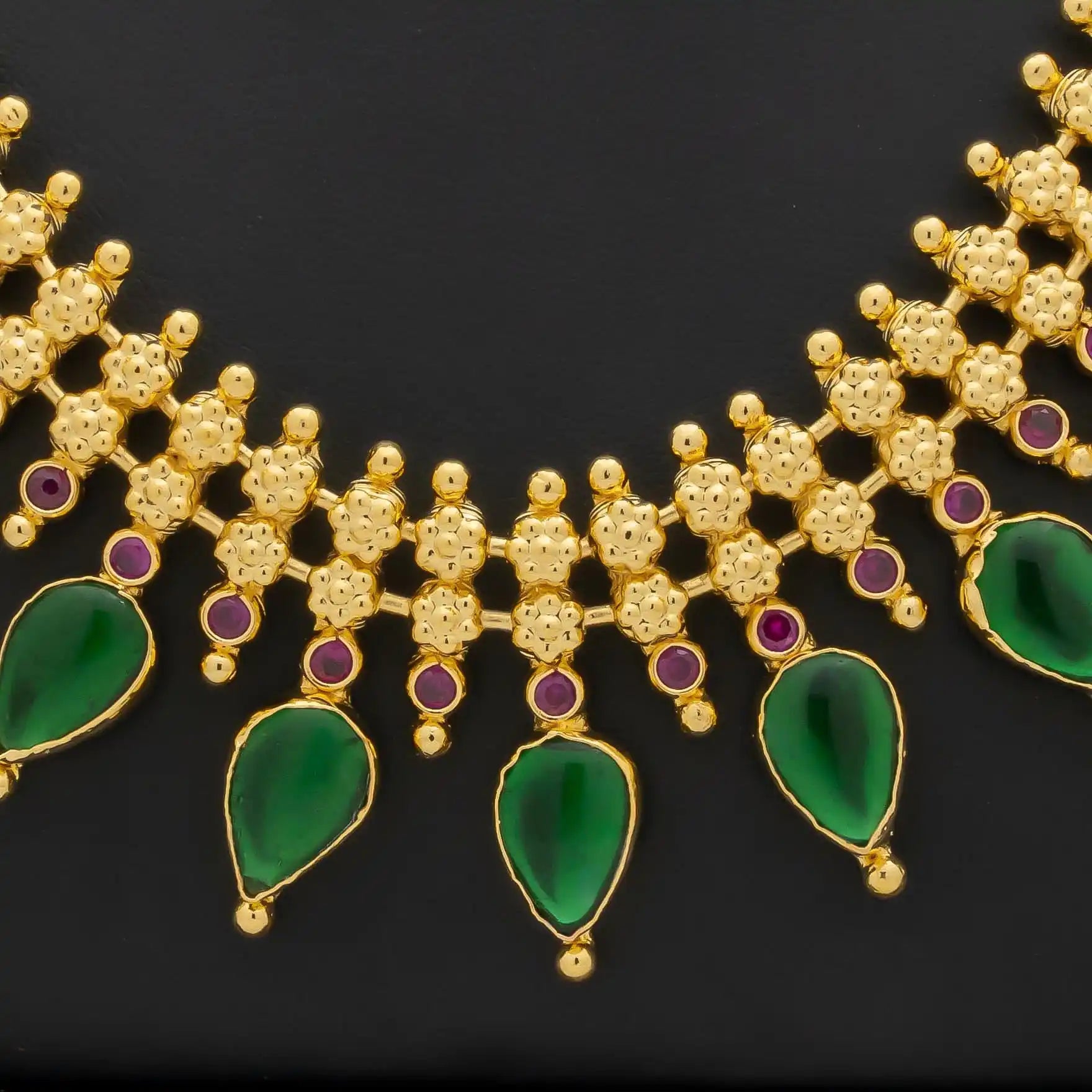 Palakka Mango Green Stone Necklace PSPKNRG1-5601