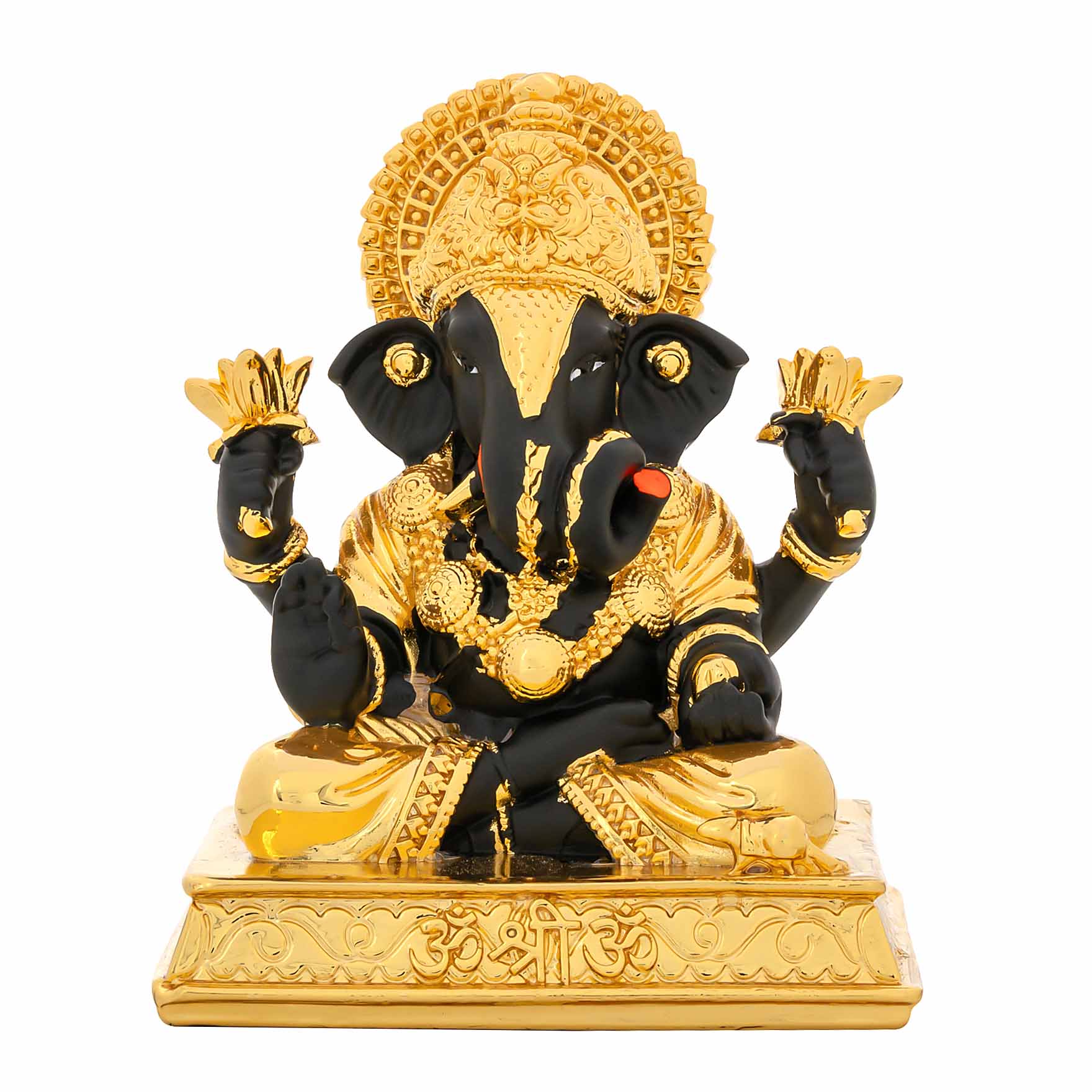 Lord Ganesha Idol – Gold Layered Temple Style Figurine – Ganapati Murti (Hindu Spiritual Statue) – Pooja & Home Décor | PIDRBG36-052