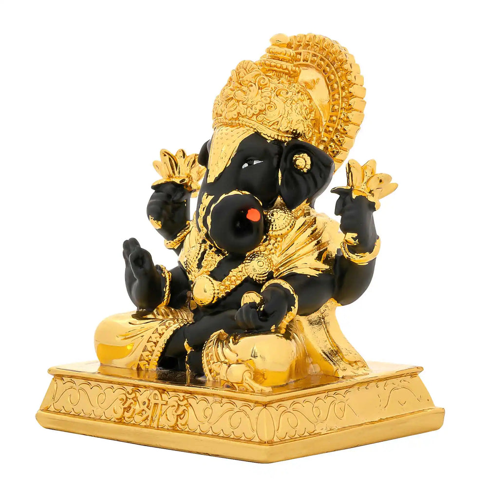 Ganesha Black Sun Halo Resin Temple Idol