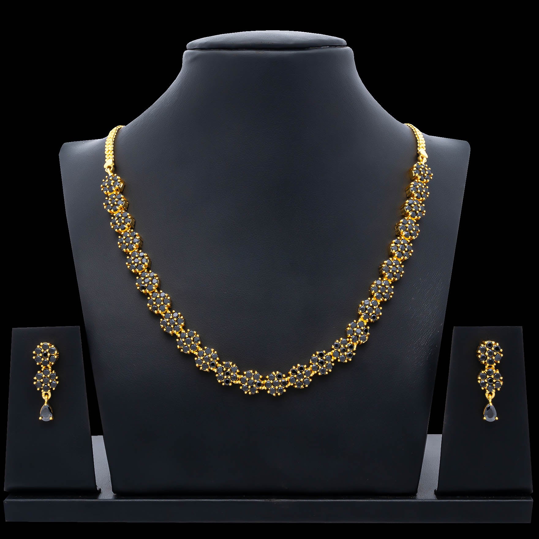 STONE NECKLACE WITH STUD PSNS99B-035, PSHST241B-041