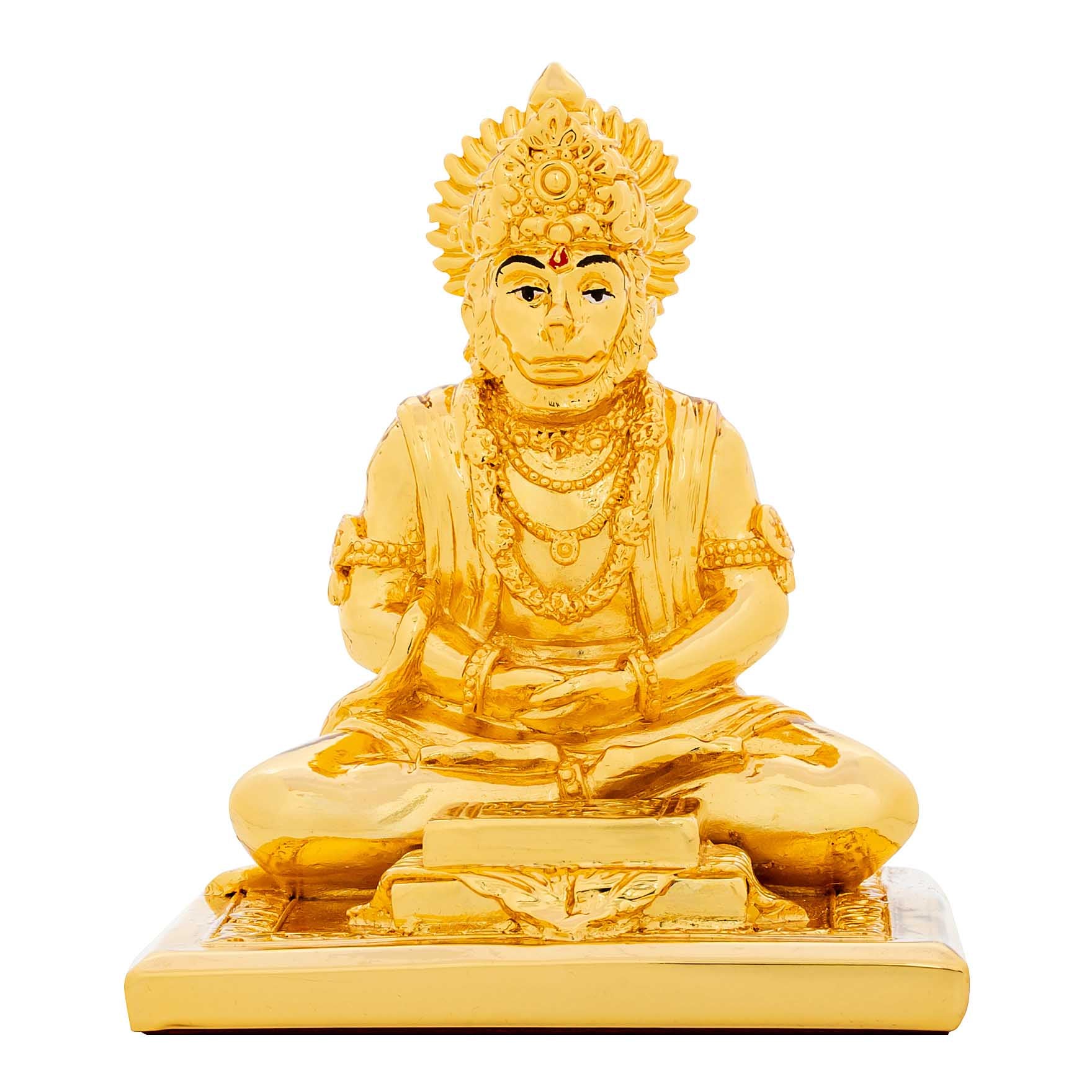 Meditating Hanuman Idol – Gold Layered Temple Style Figurine – Hindu Spiritual Statue – Pooja & Home Décor | PIDRGH5-053