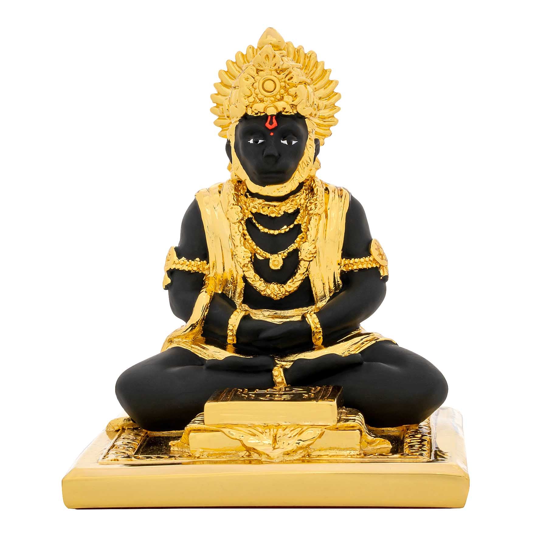 Meditating Hanuman Idol – Gold Layered Temple Style Figurine – Hindu Spiritual Statue – Pooja & Home Décor | PIDRBH6-053