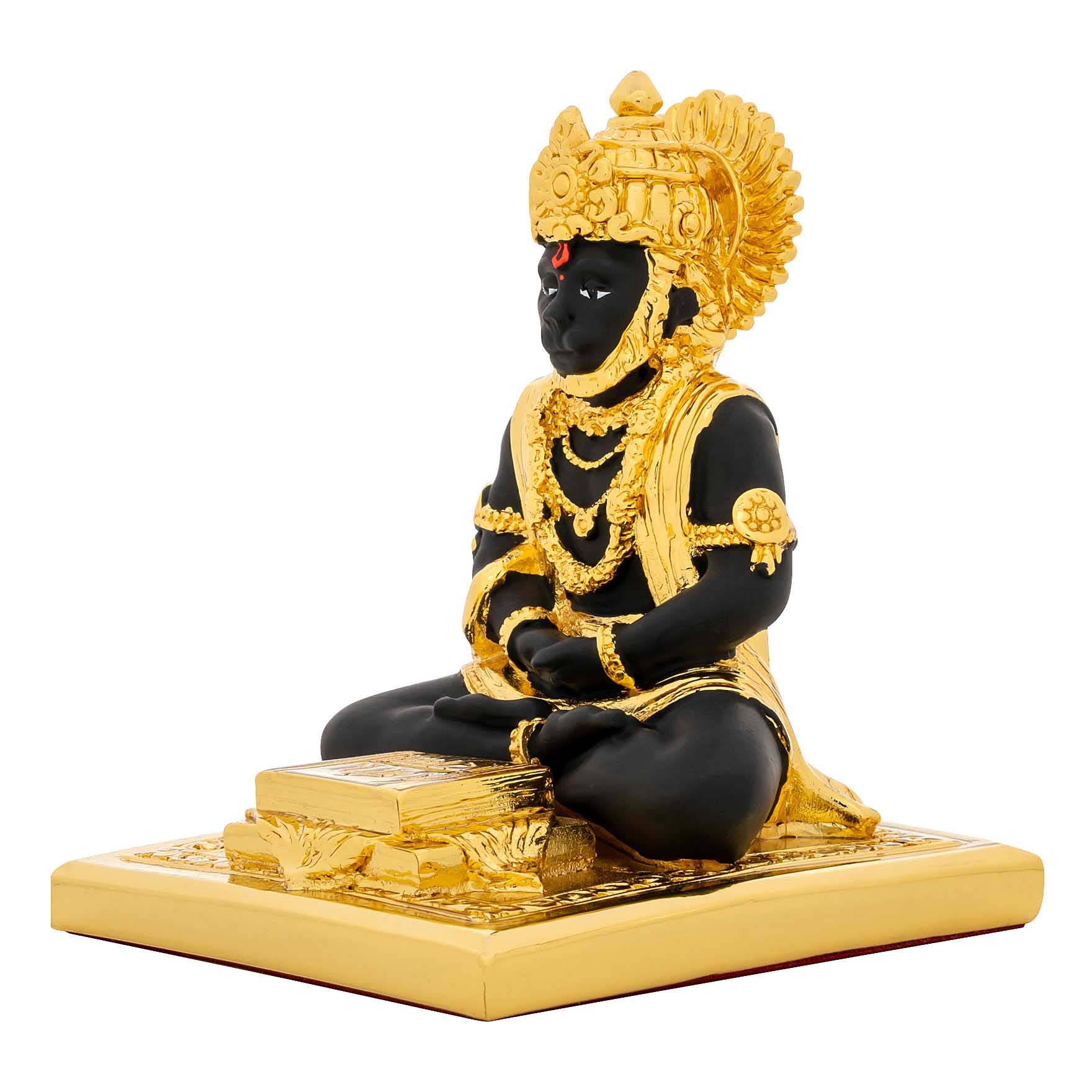 Meditating Hanuman Idol – Gold Layered Temple Style Figurine – Hindu Spiritual Statue – Pooja & Home Décor | PIDRBH6-053