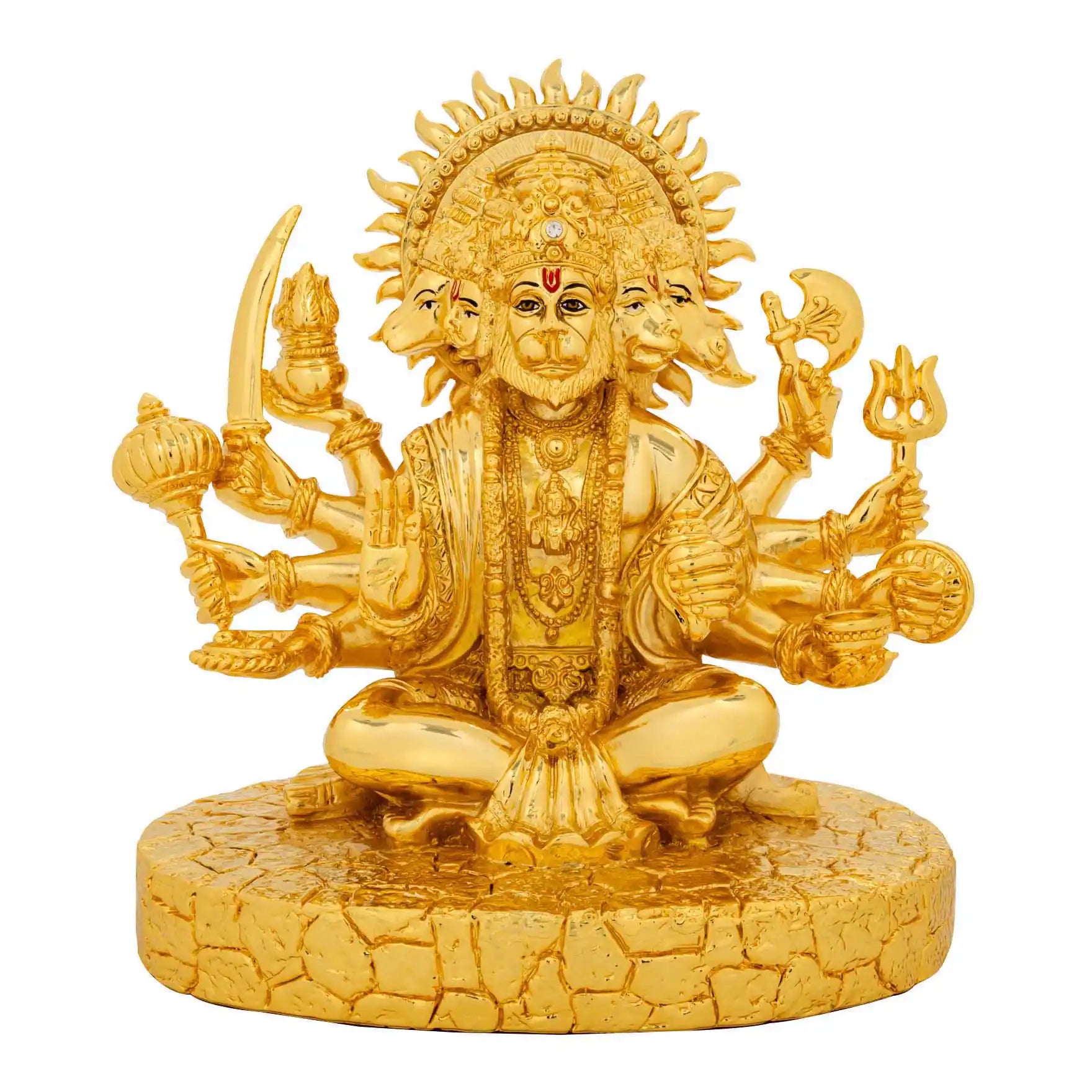 Lord Narasimha Idol – Gold Layered Figurine in Yoga Pose with Multiple Arms – Hindu Spiritual Statue – Pooja & Home Décor | PIDRGH10-0042
