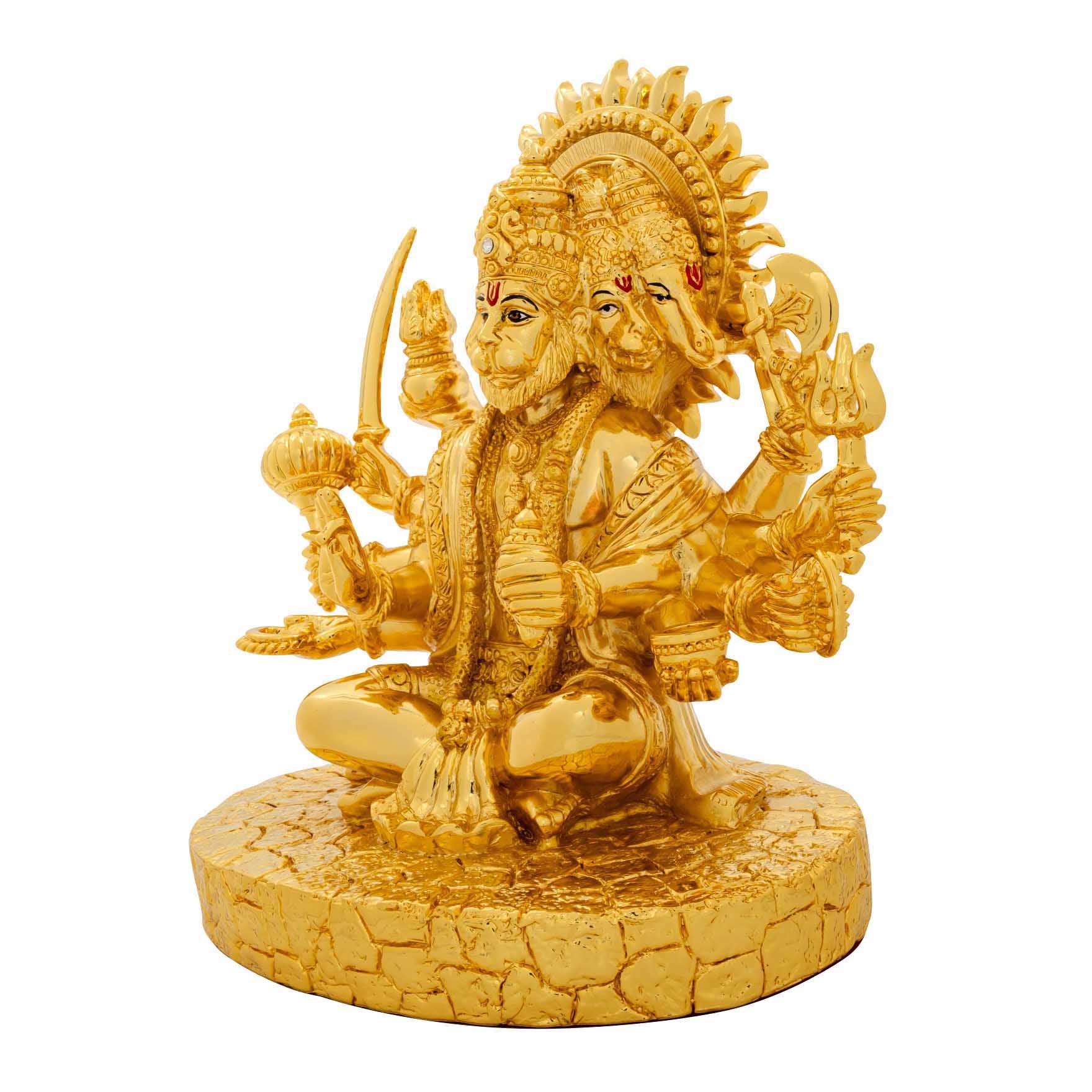 Lord Narasimha Idol – Gold Layered Figurine in Yoga Pose with Multiple Arms – Hindu Spiritual Statue – Pooja & Home Décor | PIDRGH10-0042