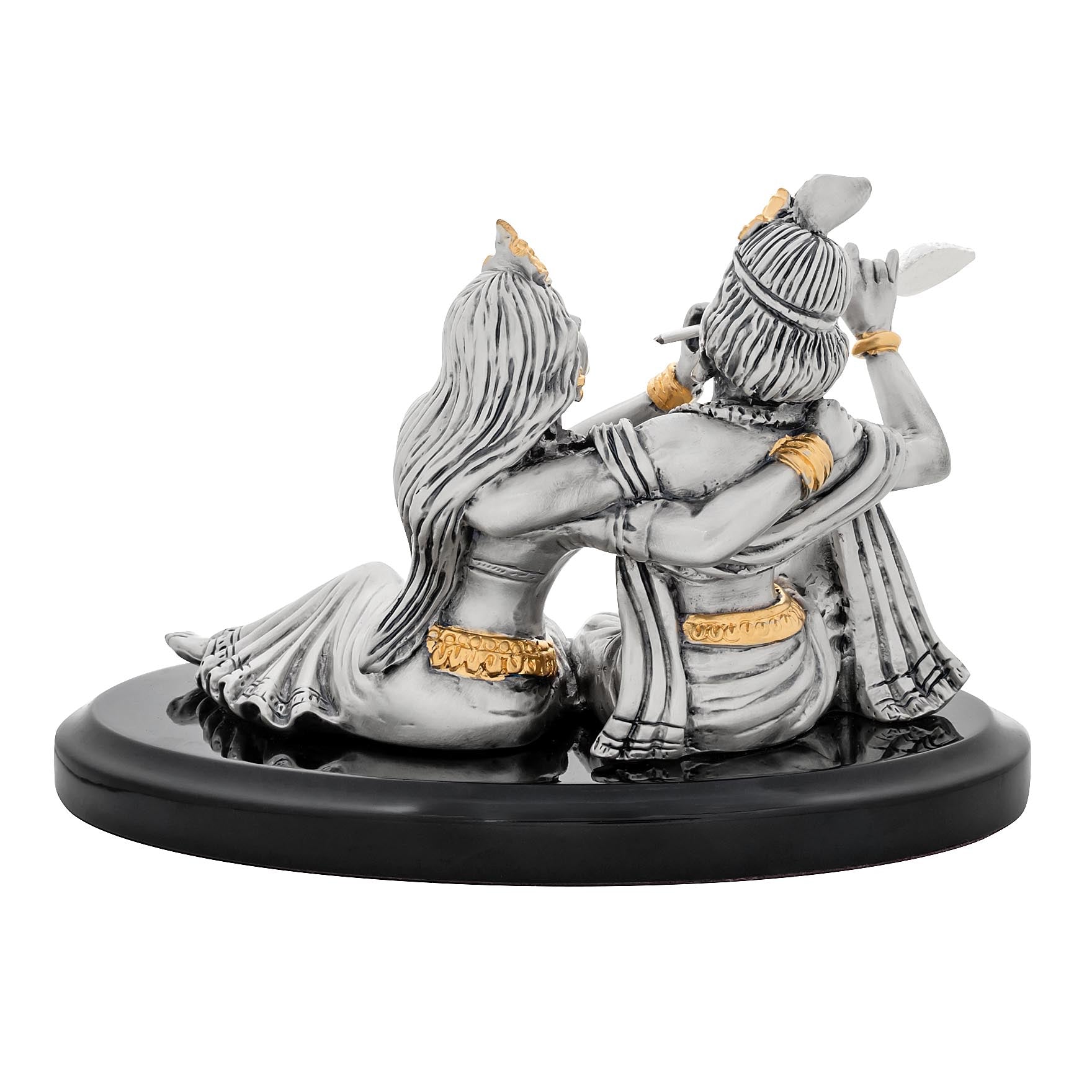 Radha Krishna Idol – Figurine Sitting Together on Base – Hindu Spiritual Statue – Pooja & Home Décor | PIDRSRK1-007