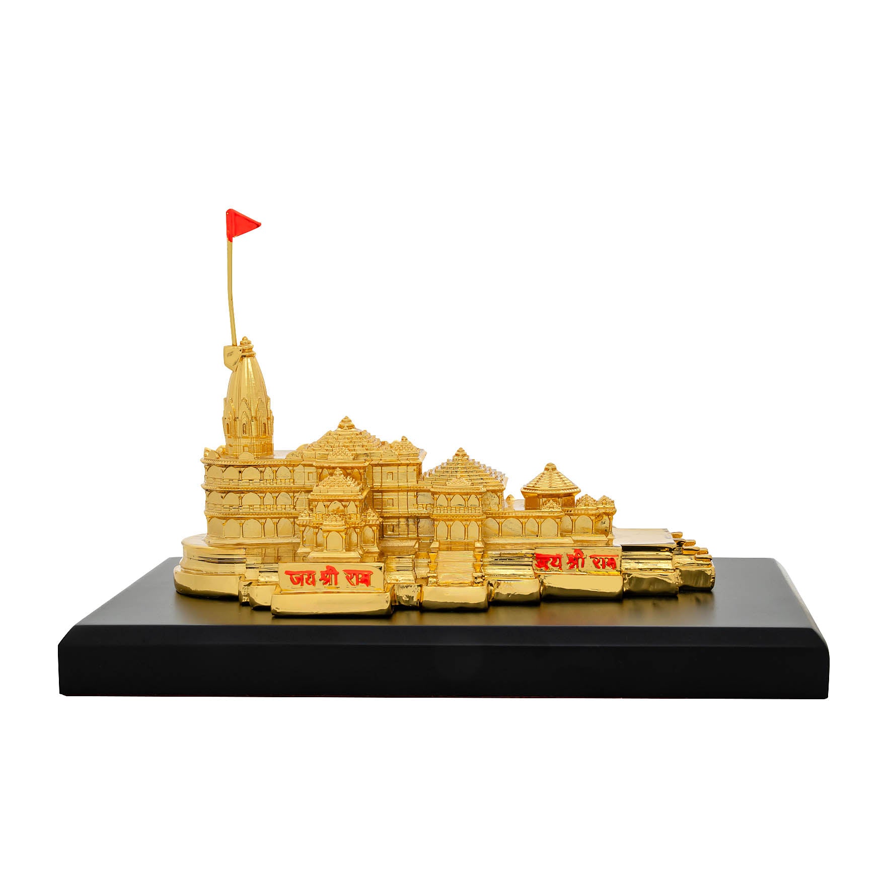 Ayodhya Ram Mandir Model – Gold Layered Temple Replica with Flag – Spiritual Showpiece – Home & Office Décor | PIDRGADT4-006