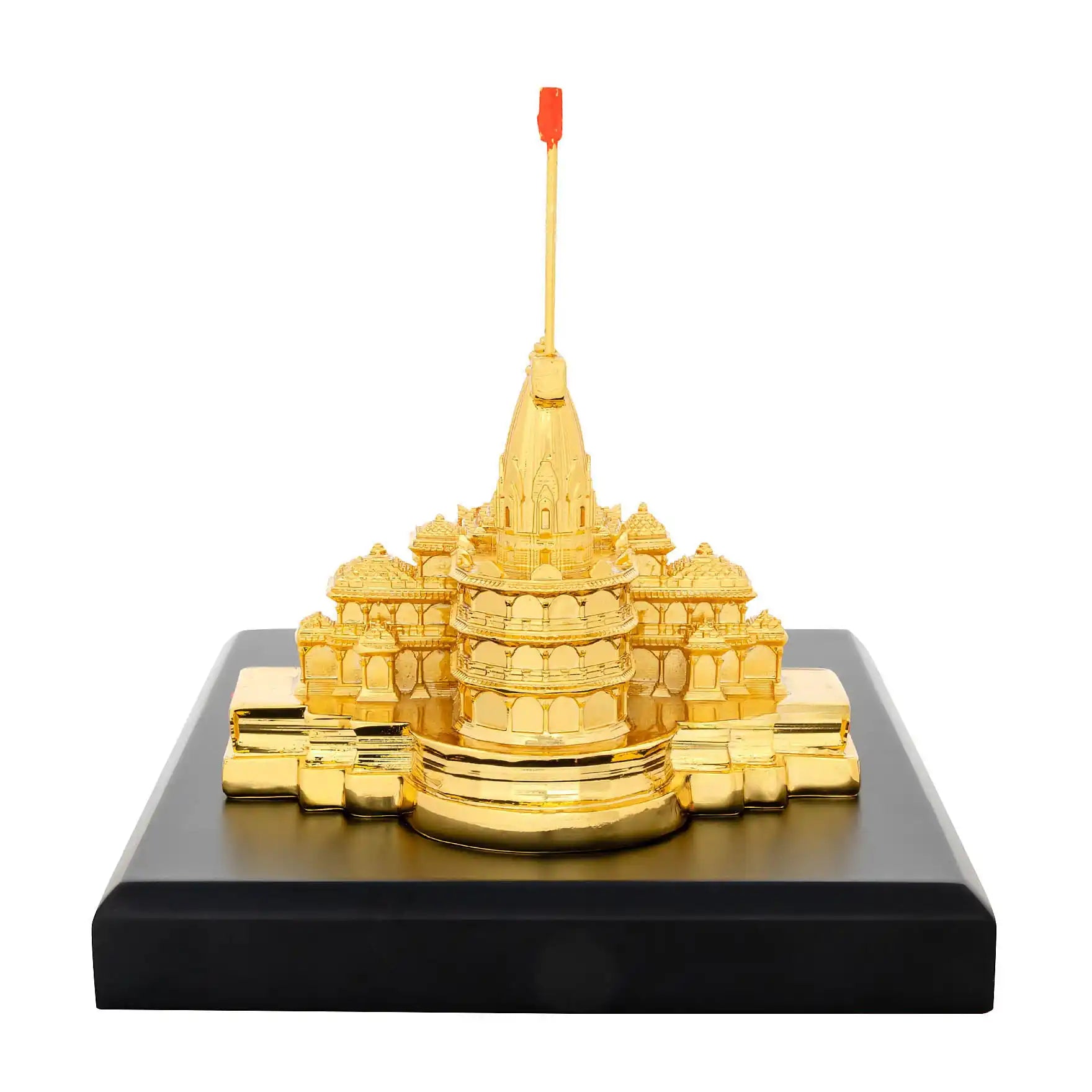 Ayodhya Ram Mandir Model – Gold Layered Temple Replica with Flag – Spiritual Showpiece – Home & Office Décor | PIDRGADT4-006