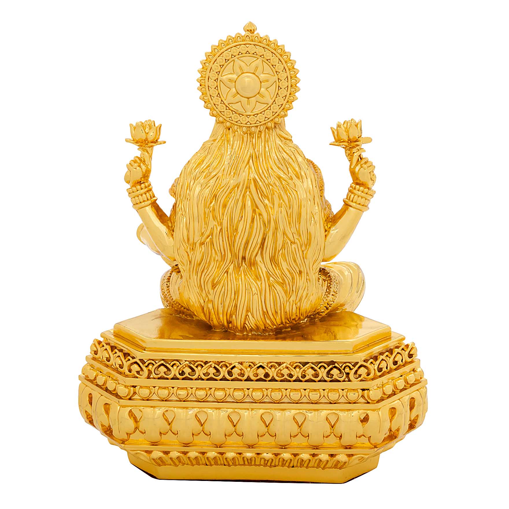 Goddess Lakshmi Idol – Gold Layered Figurine on Lotus – Laxmi Mata Murti (Hindu Spiritual Statue) – Pooja & Home Décor | PIDRGL15-0081