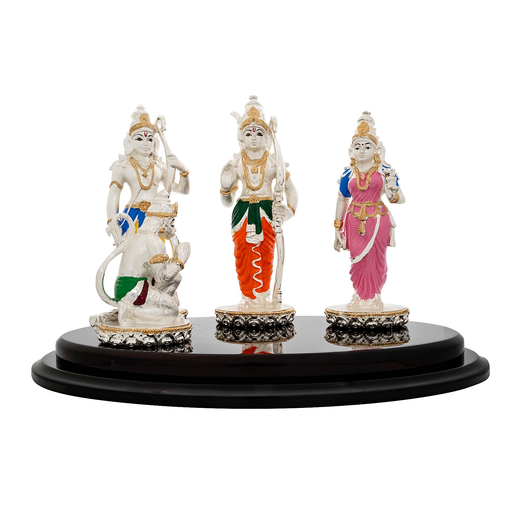 Ram Darbar Idol Set – Figurines on Base – Lord Ram, Sita, Lakshman & Hanuman – Pooja & Home Décor | PIDRSRLSH1-0041