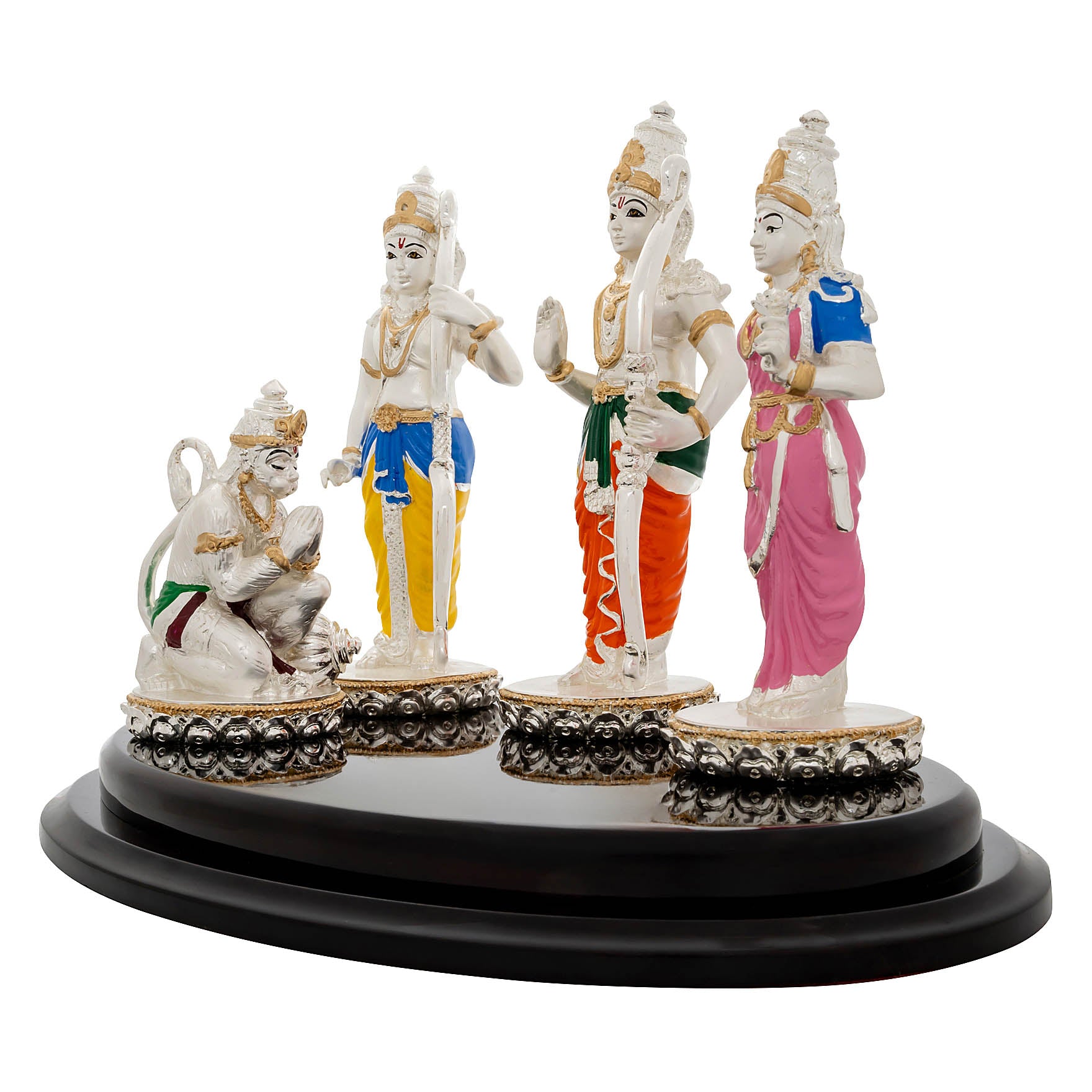 Ram Darbar Idol Set – Figurines on Base – Lord Ram, Sita, Lakshman & Hanuman – Pooja & Home Décor | PIDRSRLSH1-0041