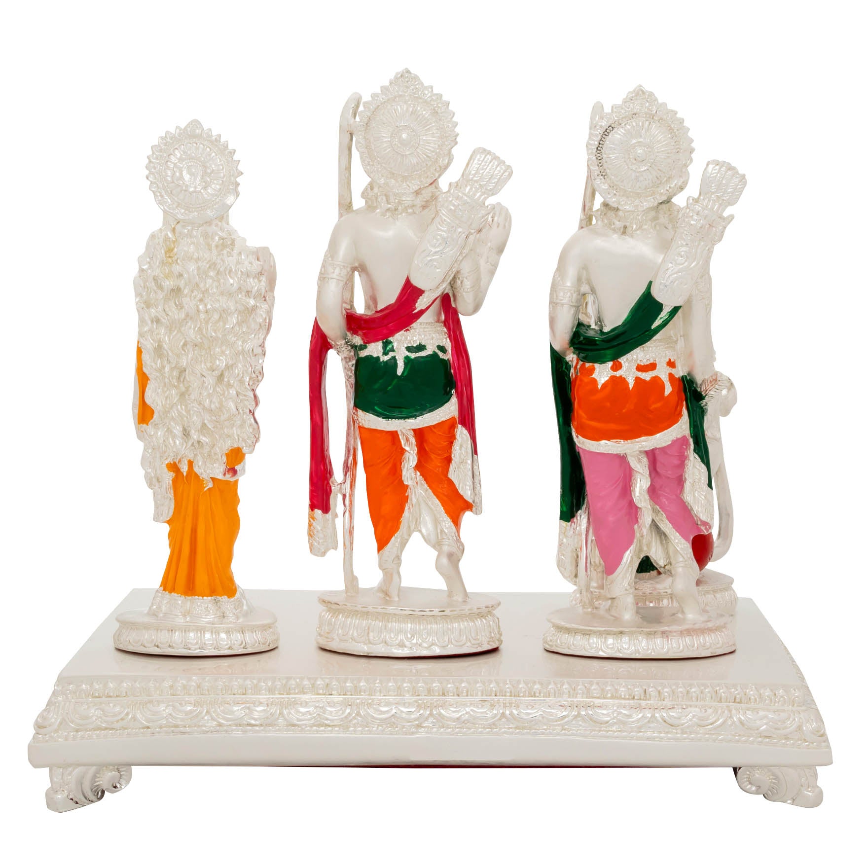 Ram Darbar Idol Set – White Finish Figurines on Base – Lord Ram, Sita, Lakshman & Hanuman – Pooja & Home Décor | PIDRSRLSH2-0061