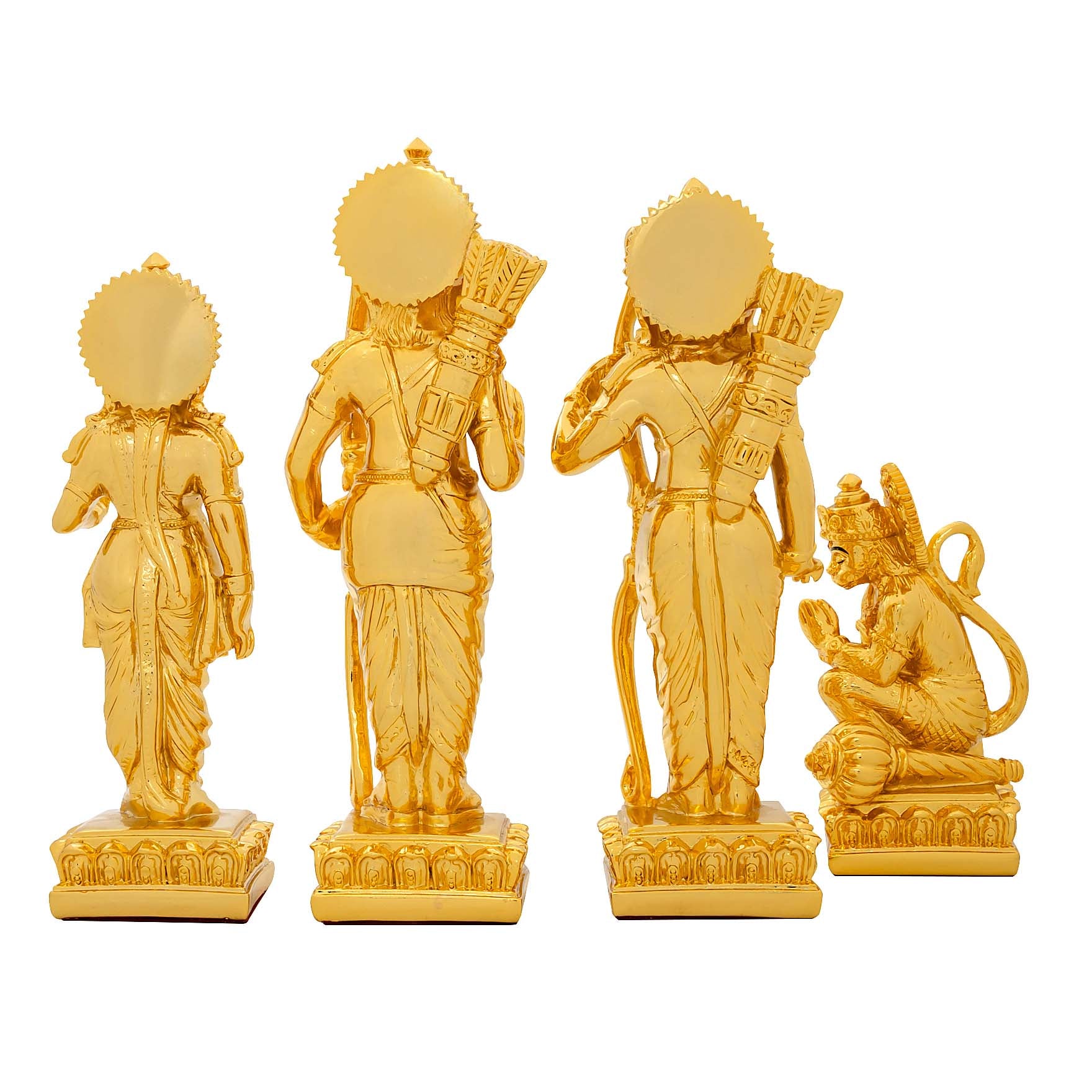 Ram Darbar Idol Set – Gold Layered Detachable Figurines of Lord Ram, Sita, Lakshman & Hanuman – Pooja & Home Décor | PIDRGRLSH3-0081
