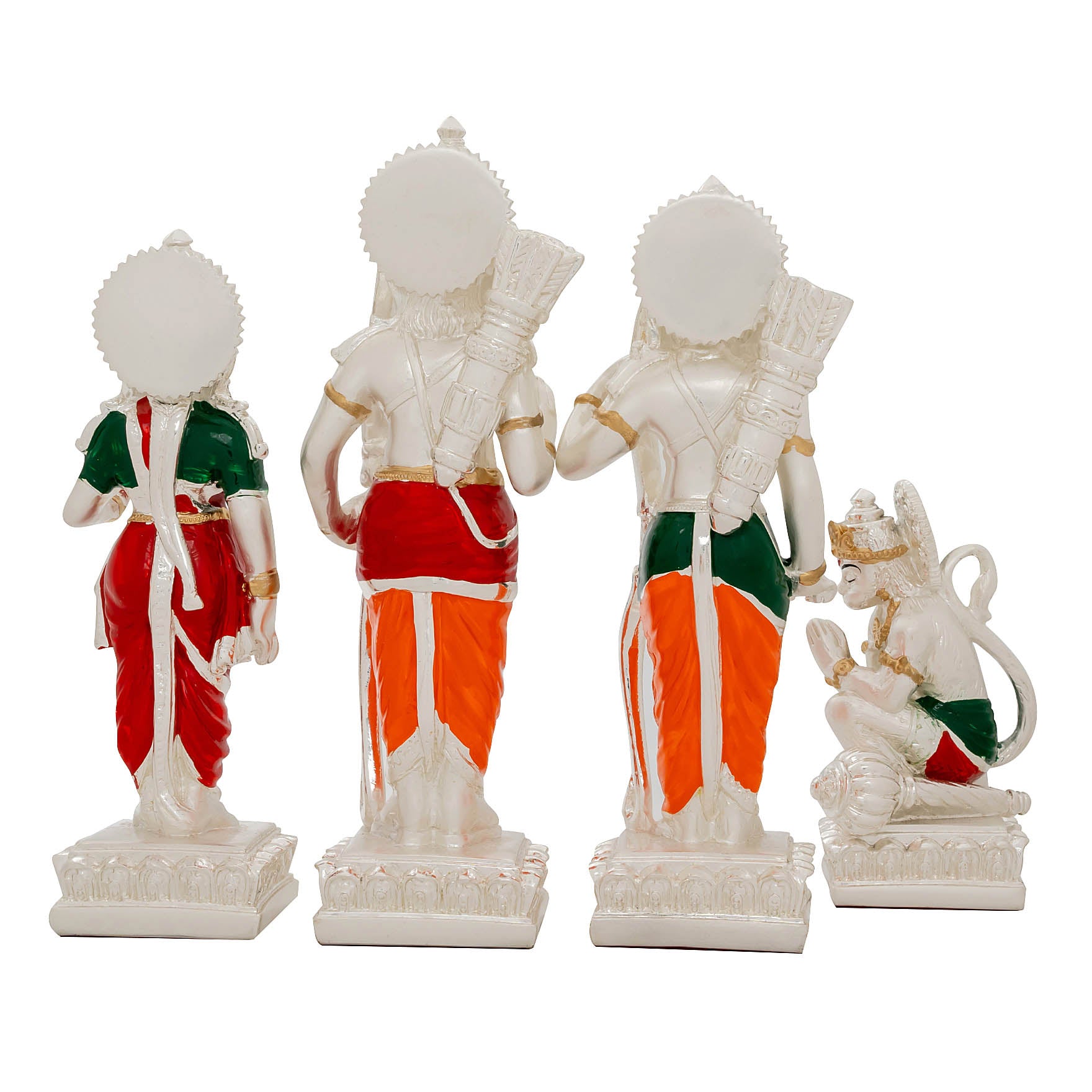 Ram Darbar Idol Set – White Finish Detachable Figurines with Color Accents – Lord Ram, Sita, Lakshman & Hanuman – Pooja & Home Décor | PIDRSRLSH3-0031