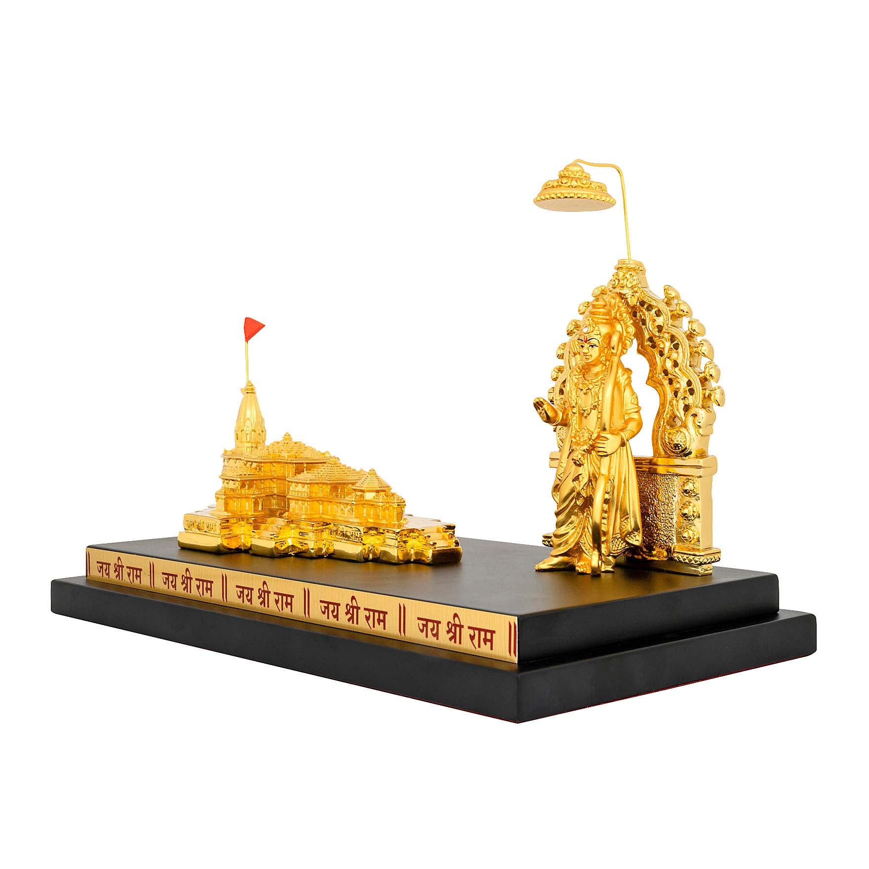 Ayodhya Ram Mandir with Ram Darbar Idol – Gold Layered Figurine on Base – Spiritual Showpiece – Pooja & Home Décor | PIDRGADT2-0031