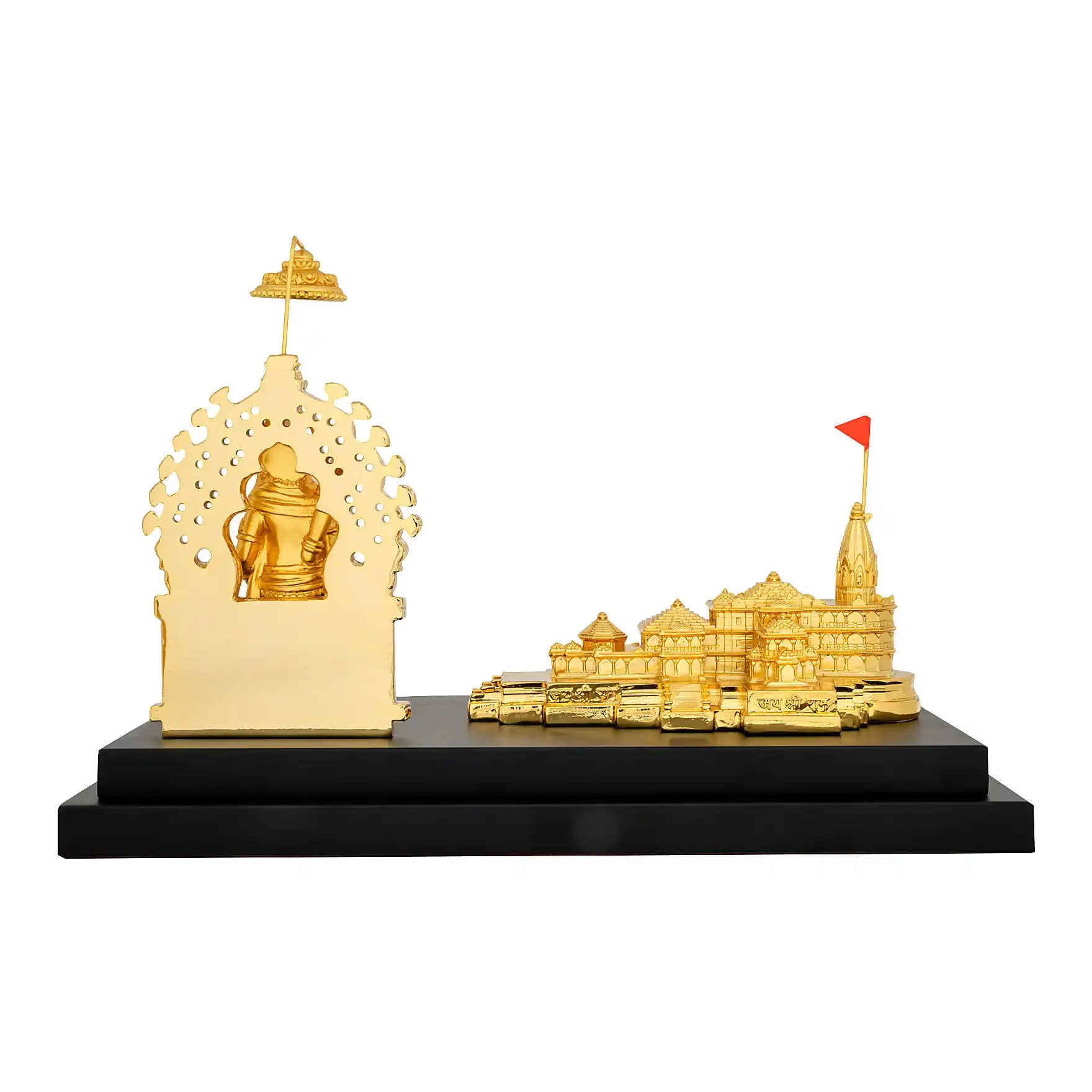 Ayodhya Ram Mandir with Ram Darbar Idol – Gold Layered Figurine on Base – Spiritual Showpiece – Pooja & Home Décor | PIDRGADT2-0031