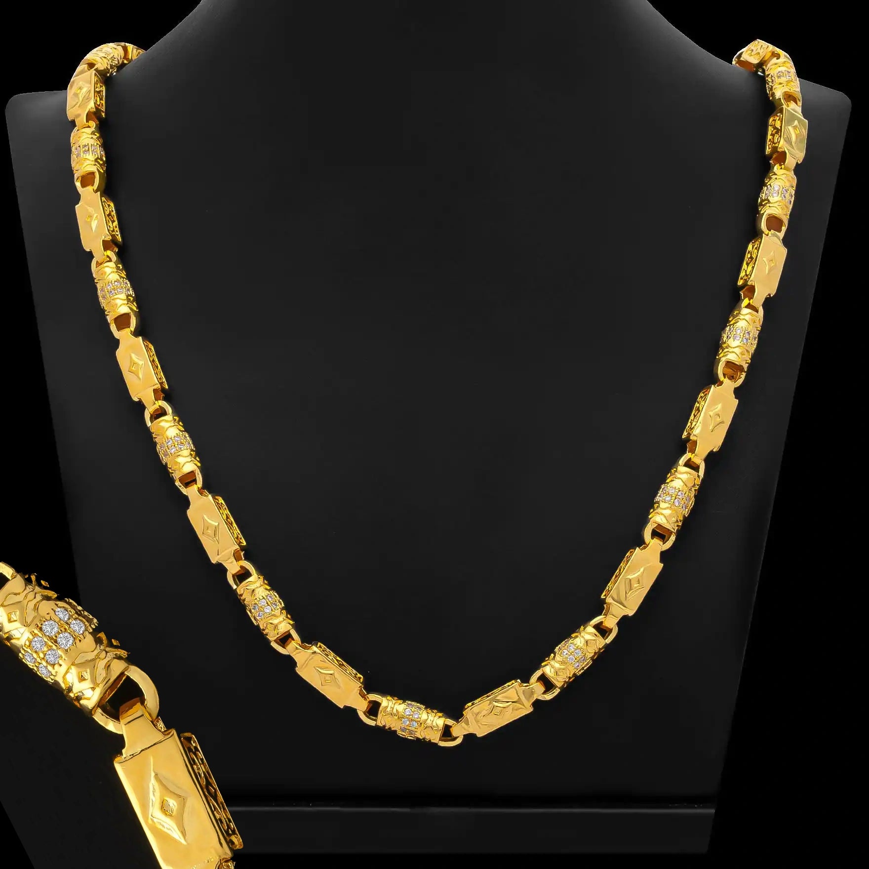 Bar Barrel Two Tone Gents Chain Gold Layered