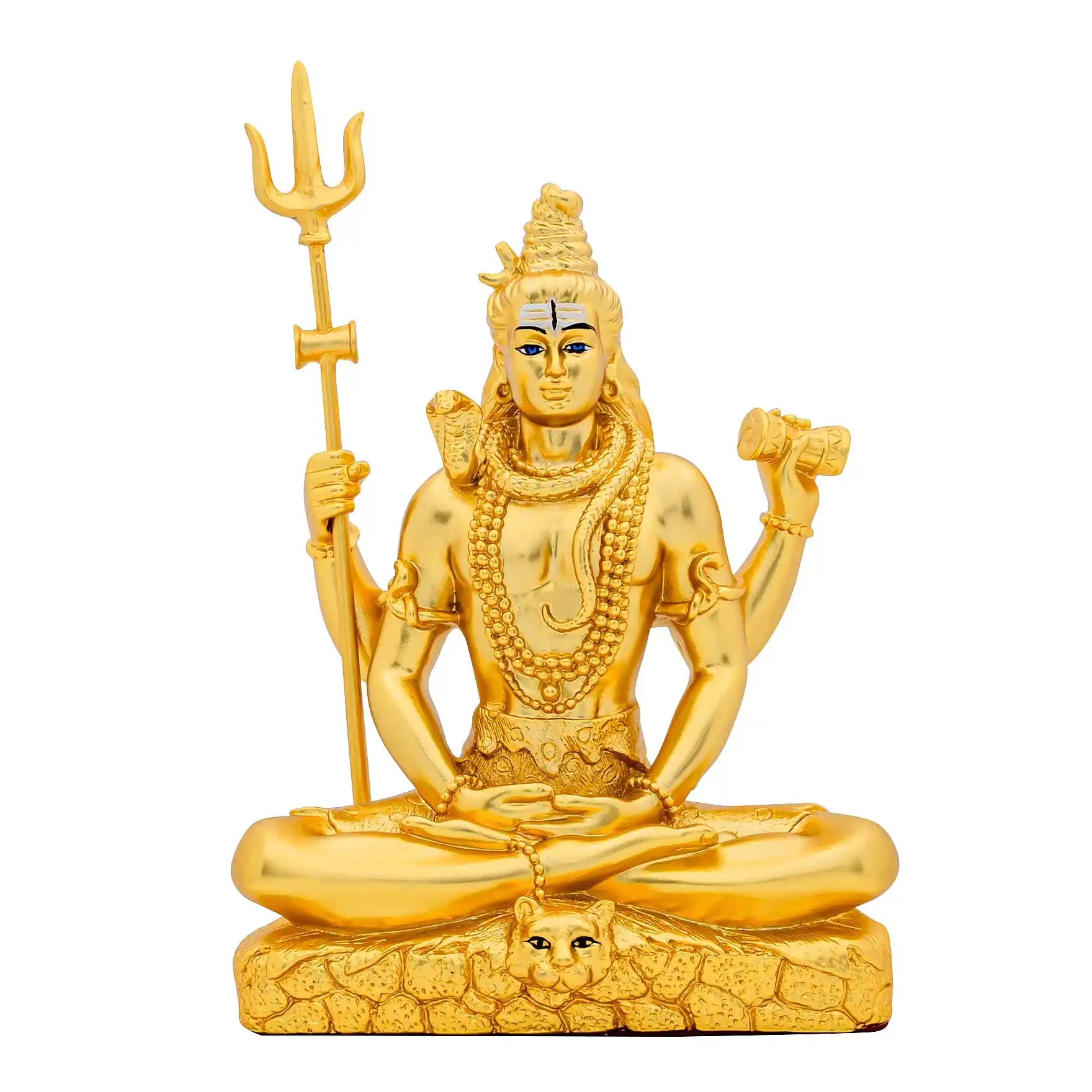 Lord Shiva Idol – Gold Layered Figurine – Mahadev Murti in Meditation Pose – Hindu Spiritual Statue – Pooja & Home Décor | PIDRGS15a-008