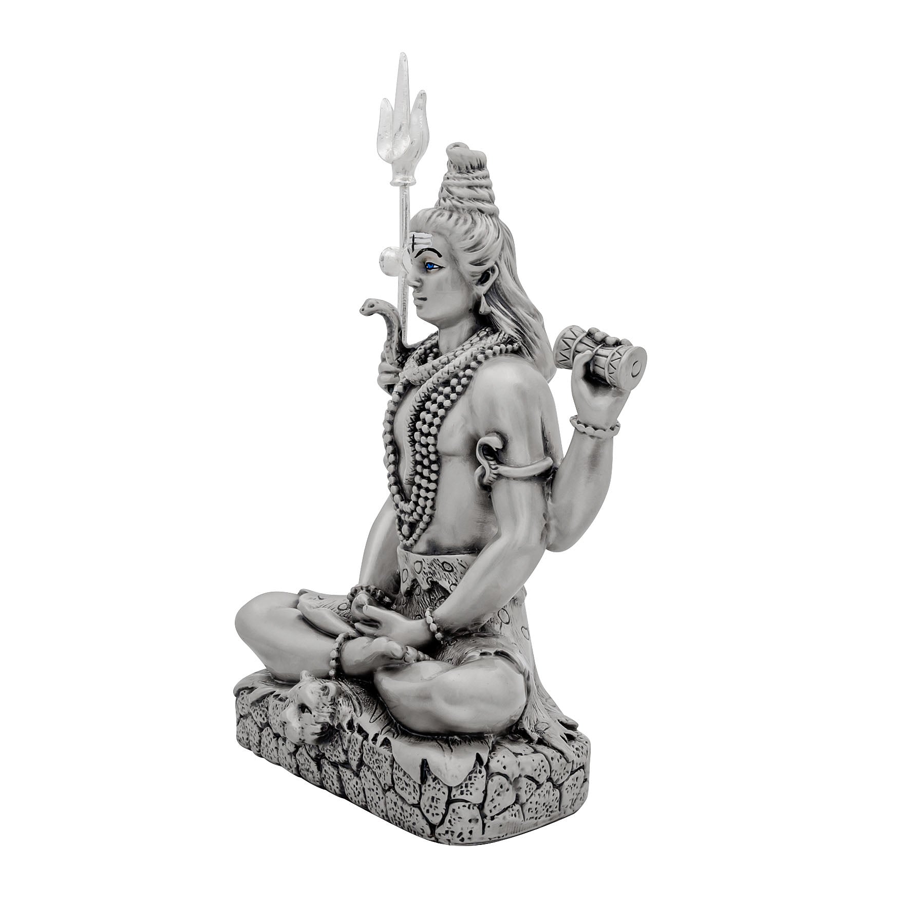 Lord Shiva Idol – Antique Silver Layered Figurine – Mahadev Murti in Meditation Pose – Hindu Spiritual Statue – Pooja & Home Décor | PIDRSSI1-006