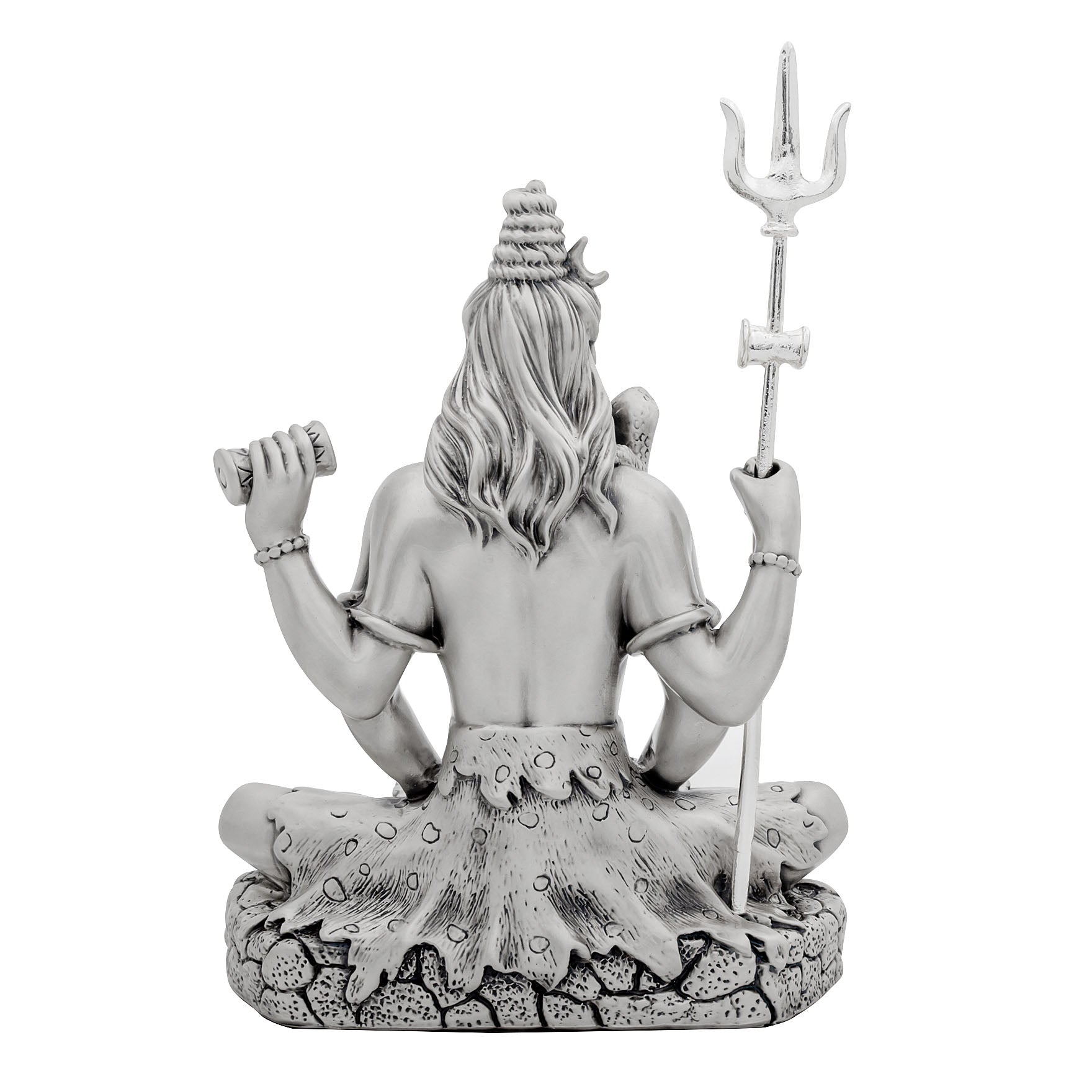 Lord Shiva Idol – Antique Silver Layered Figurine – Mahadev Murti in Meditation Pose – Hindu Spiritual Statue – Pooja & Home Décor | PIDRSSI1-006