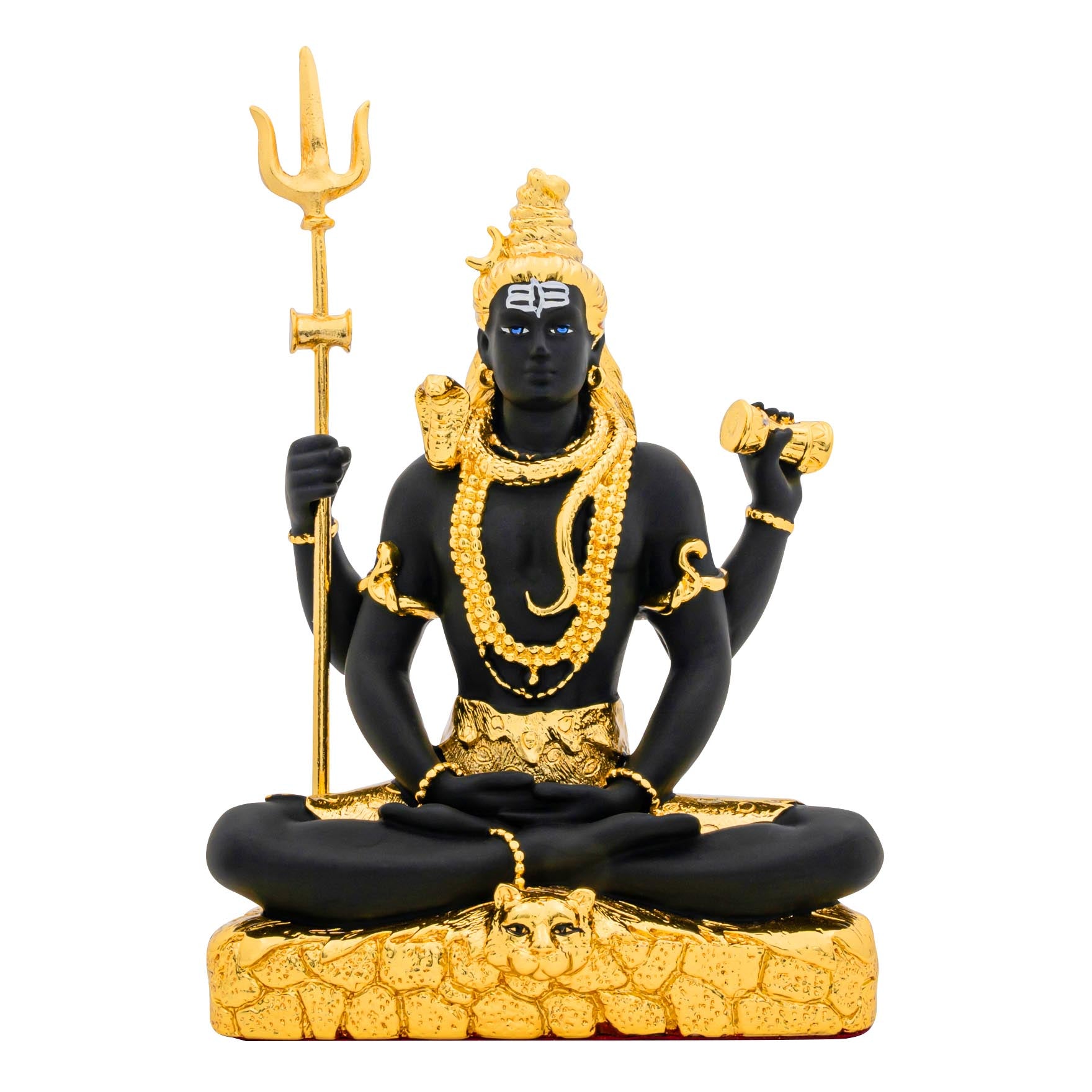 Lord Shiva Idol – Gold Layered Figurine – Mahadev Murti (Hindu Spiritual Statue) – Pooja & Meditation Décor | PIDRBSI4-008