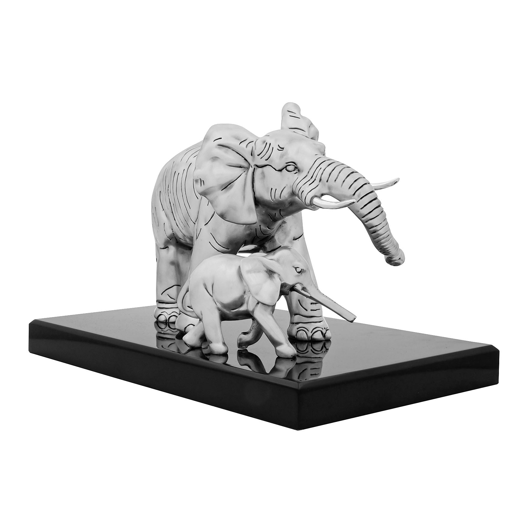 Elephant Figurine – Gold Layered Animal Showpiece with Calf – Decorative Sculpture – Home Décor & Vastu Gift | PIDRSEL7-0021