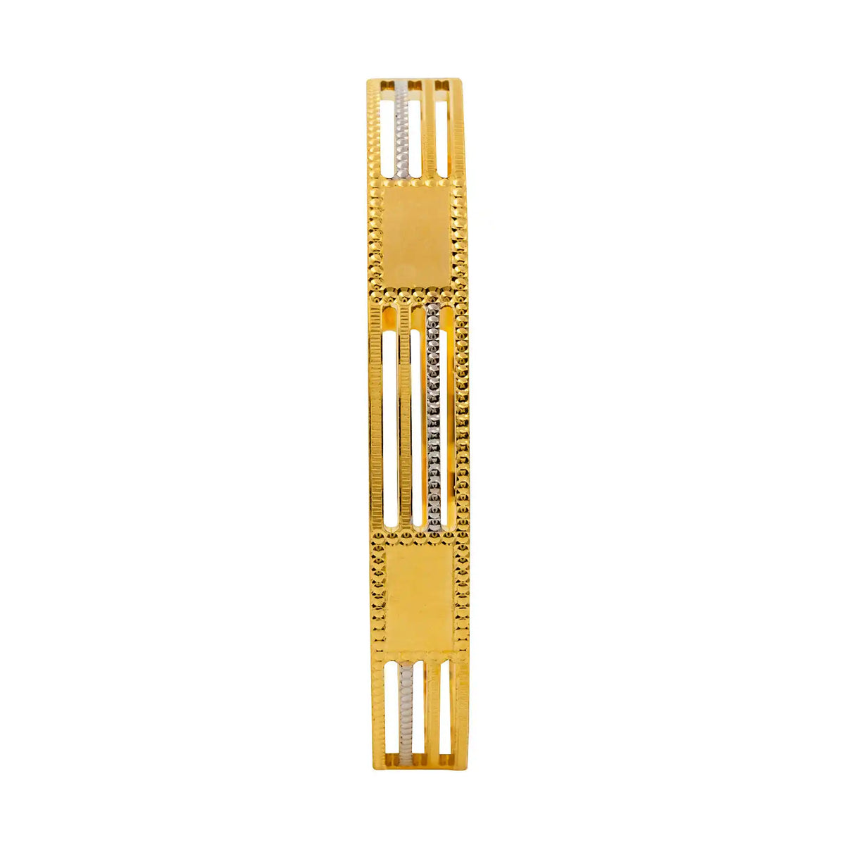 Bar Line Two Tone Bangle Rhodium Finish