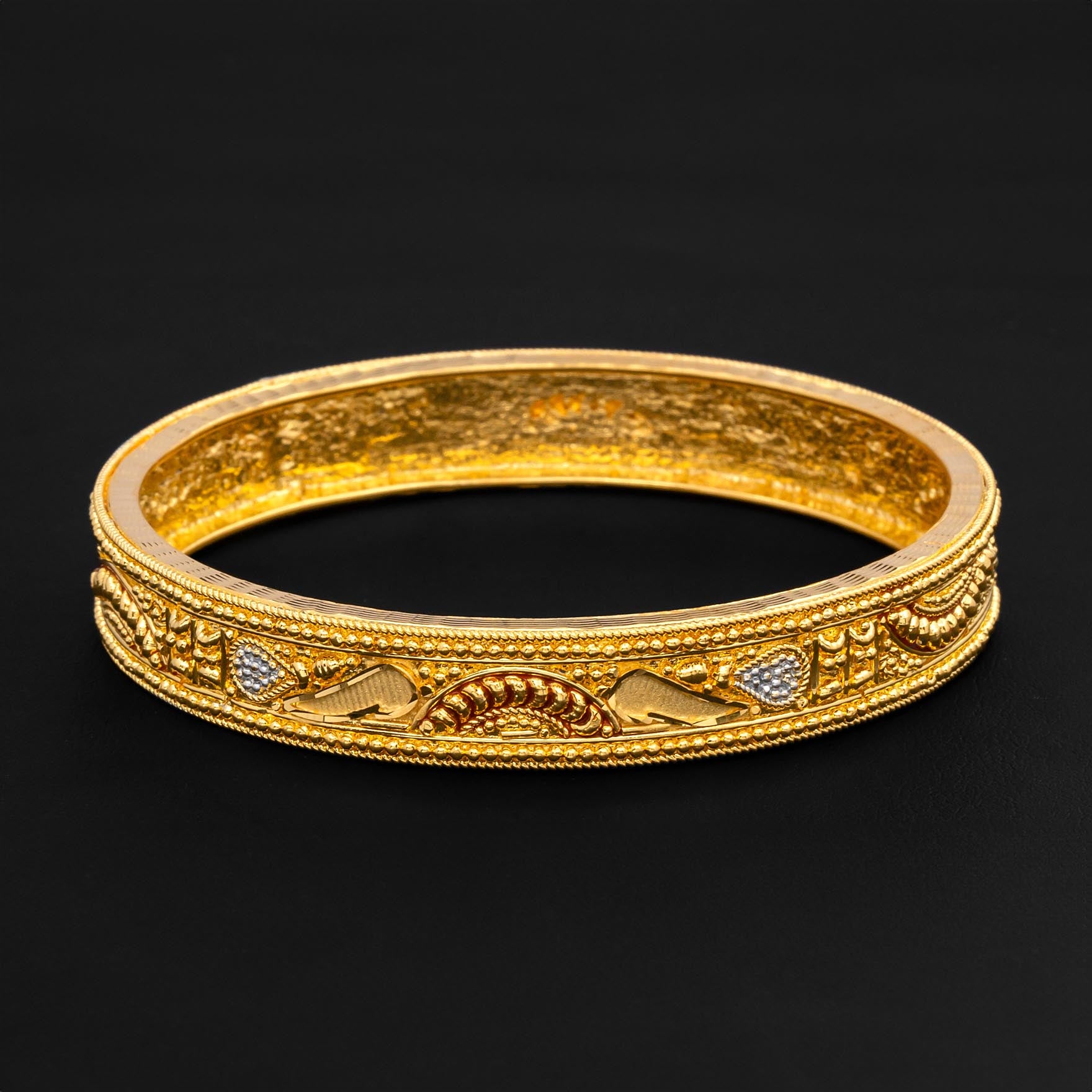 ENAMEL BANGLE(Golden&stone in 3 tone) PEGB102-062