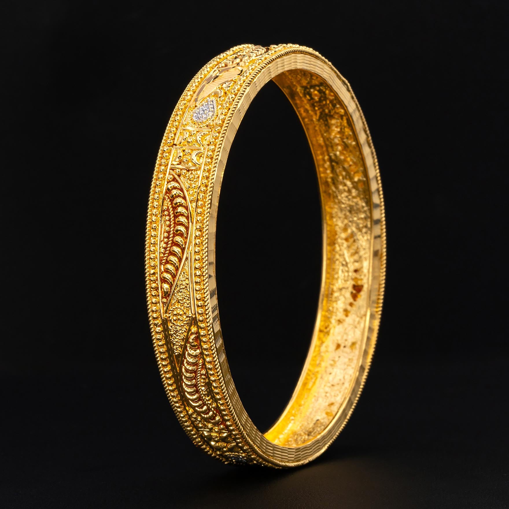 ENAMEL BANGLE(Golden&stone in 3 tone) PEGB102-062
