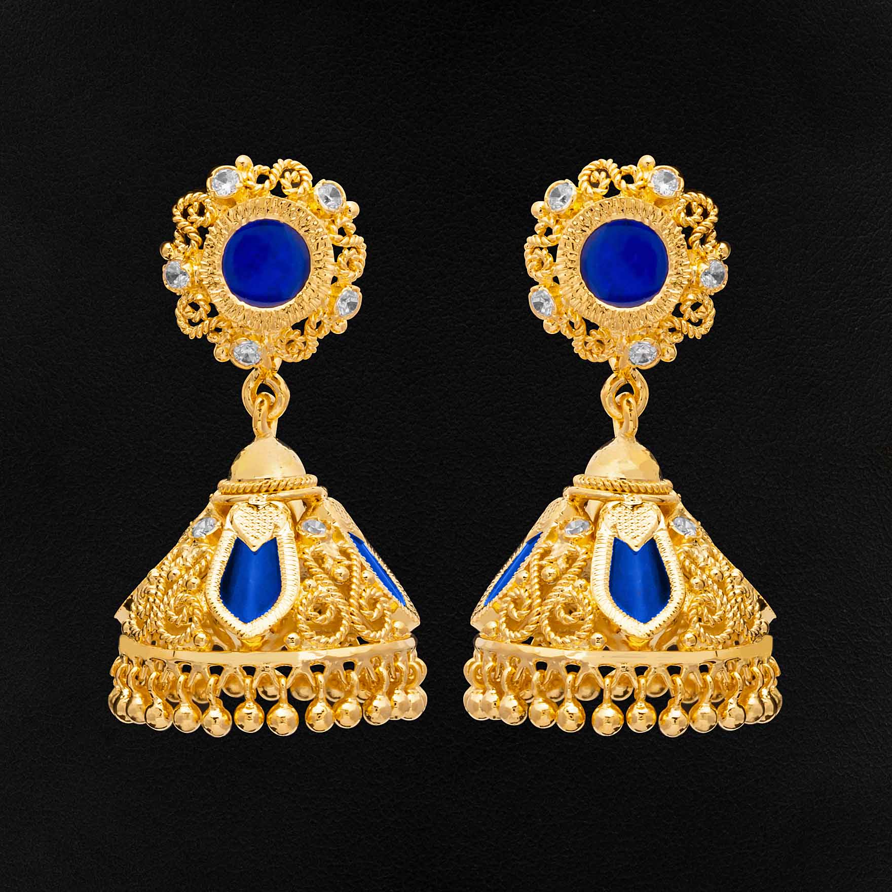 Blue Jimika Gold Plated Earrings | Parakkat Jewels