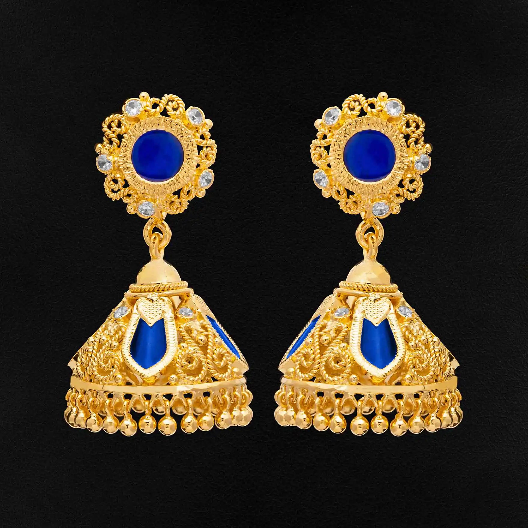 Blue Jimika Gold Plated Earrings | Parakkat Jewels