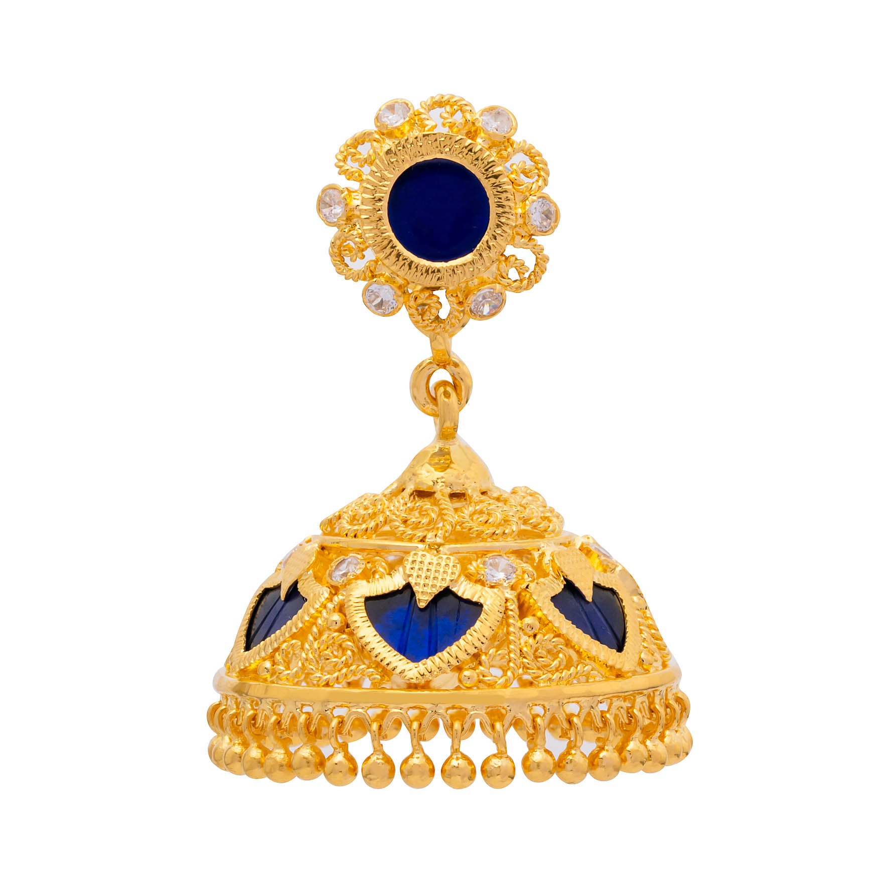 Buy Gold Plated Blue Jimika Earrings Designs | Parakkat Jewels