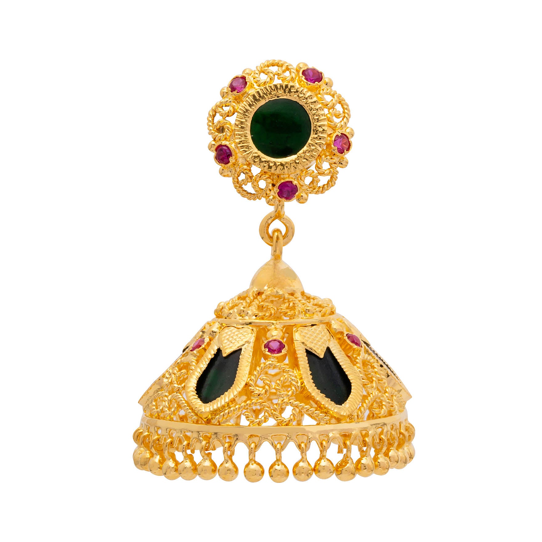 Pure Gold Plated Stone Jimika Earrings | Parakkat Jewels