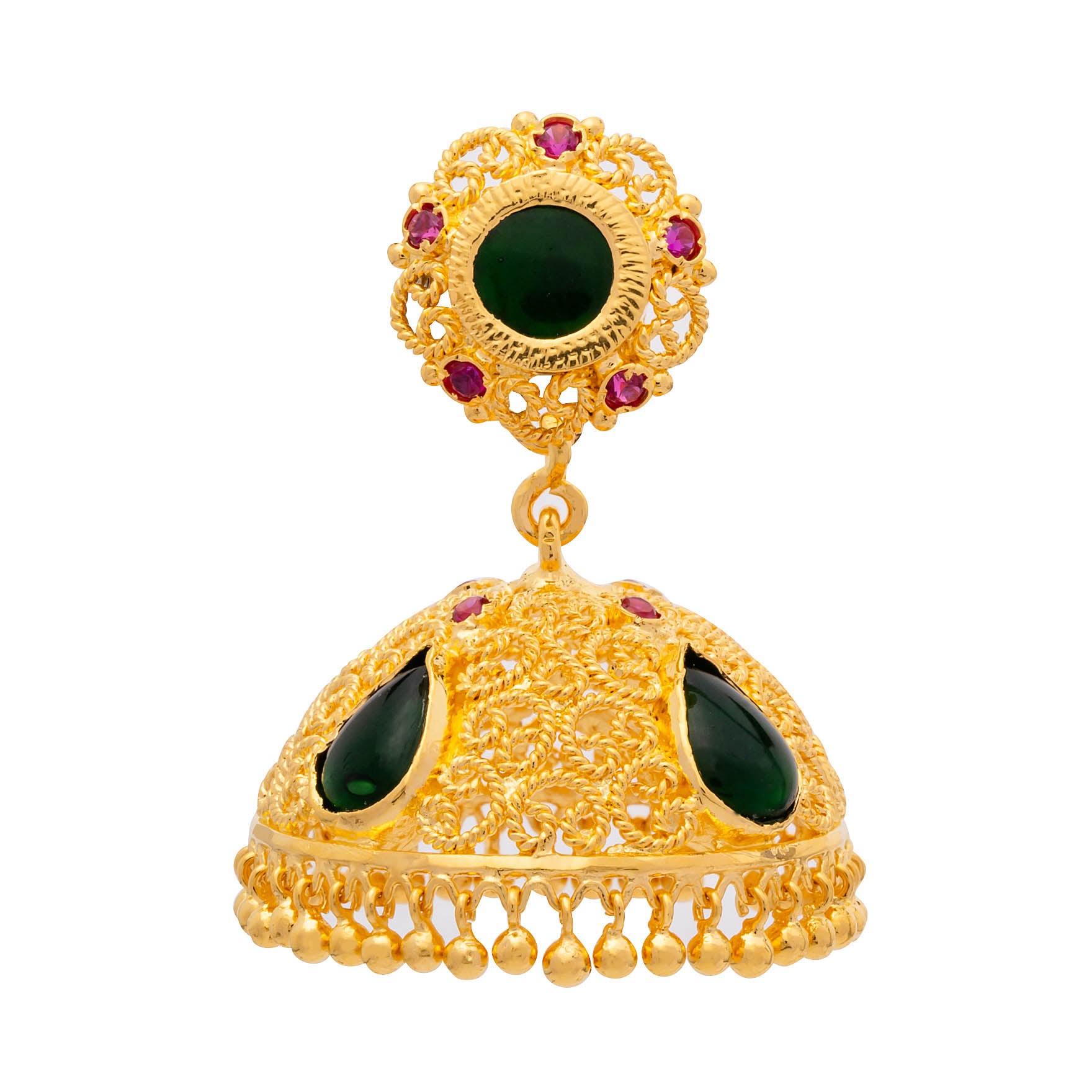 Latest 1 Gram Gold Plated Jimika Studs Online | Parakkat Jewels