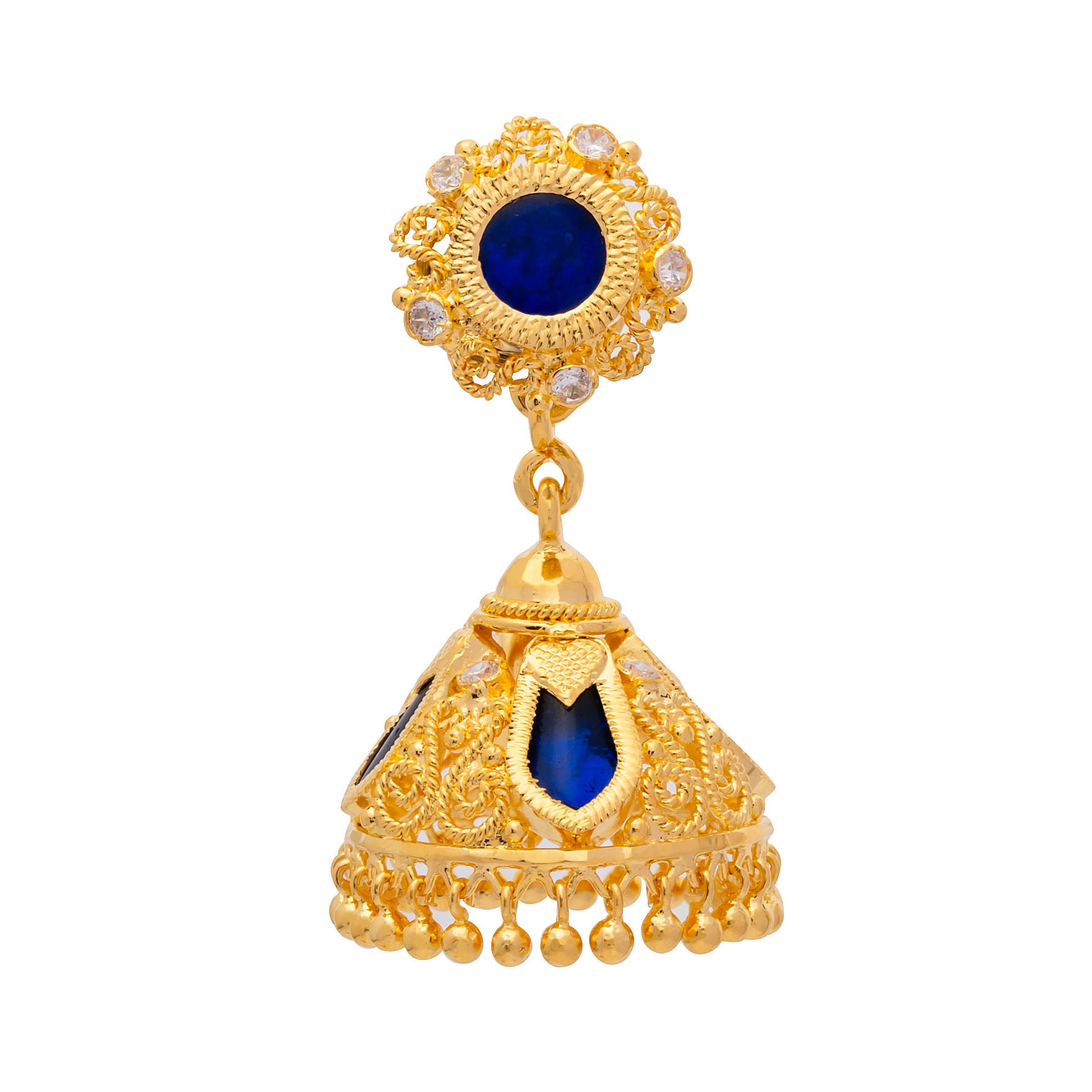 Beautiful Blue Jimika Gold Plated Earrings For Women | Parakkat Jewels