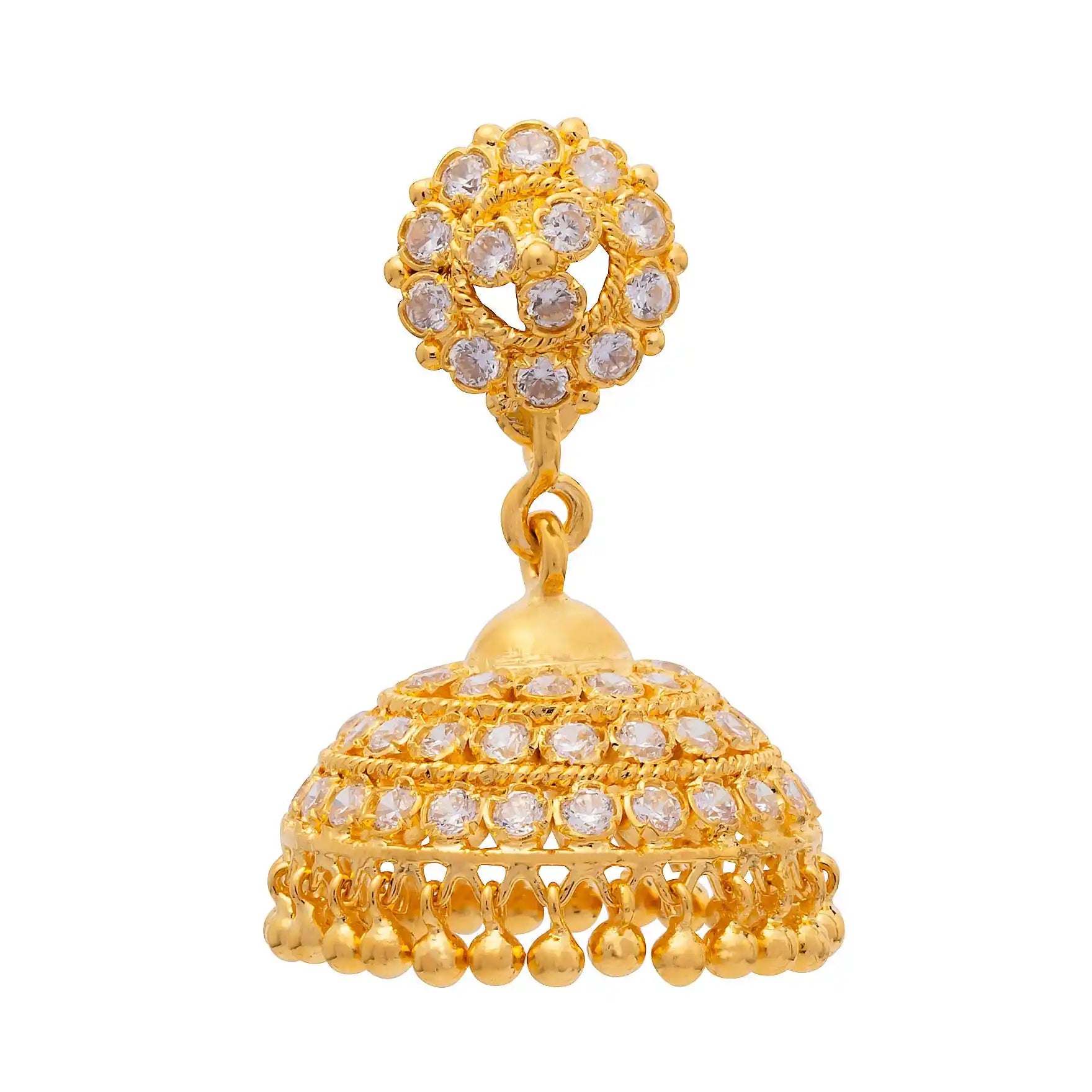 Buy 1 Gram Gold Plated Jhimika Stone Earrings Online | Parakkat Jewels