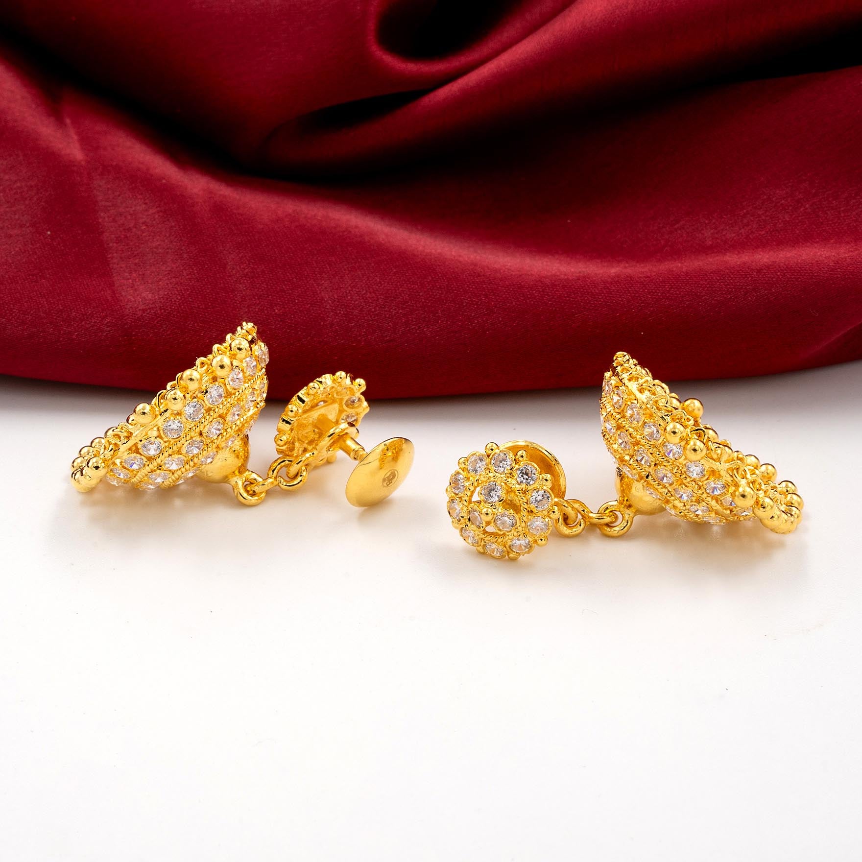 One Gram Gold Plated Jhimika Stone Earrings | Parakkat Jewels