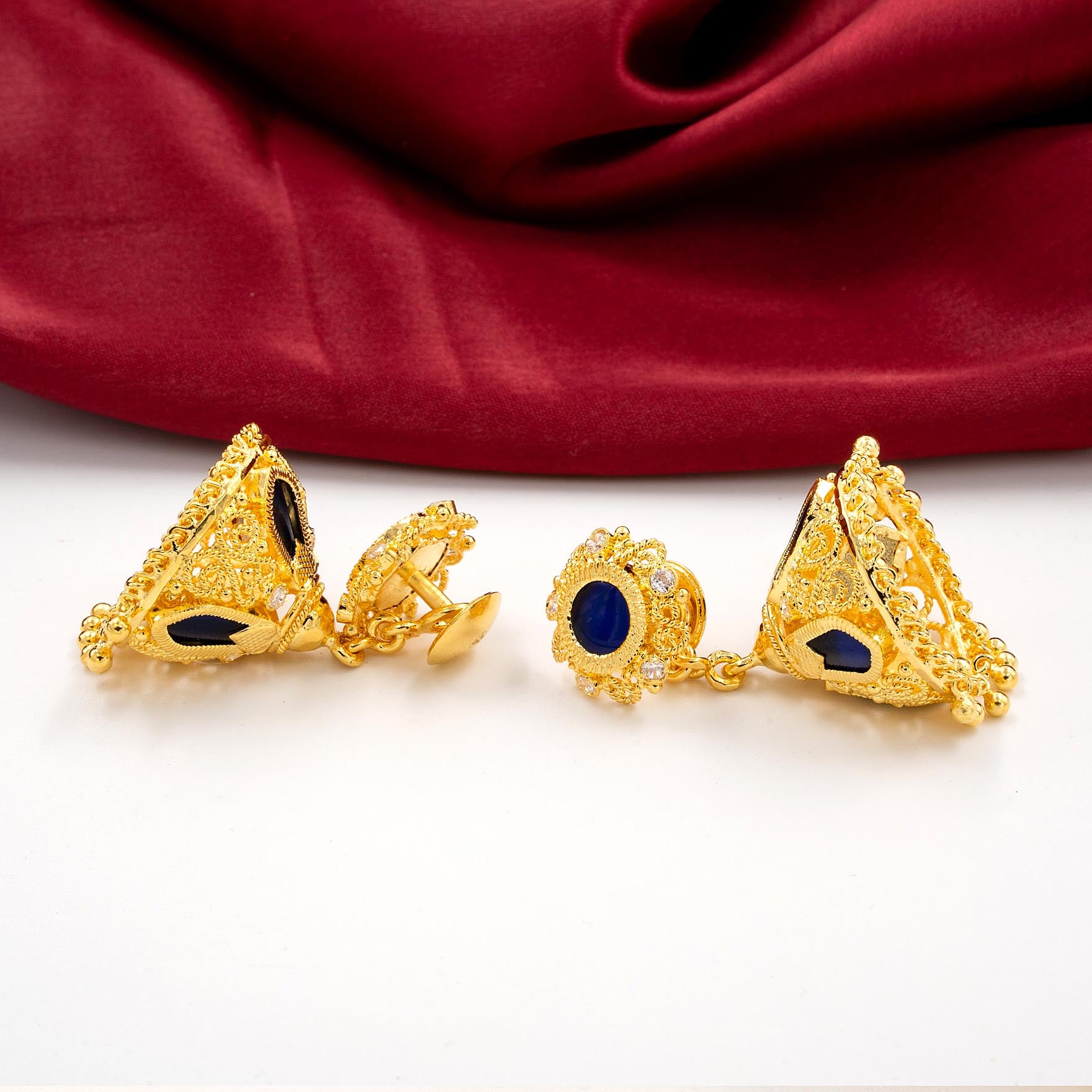 Buy Blue Jimika Gold Plated Earrings | Parakkat Jewels
