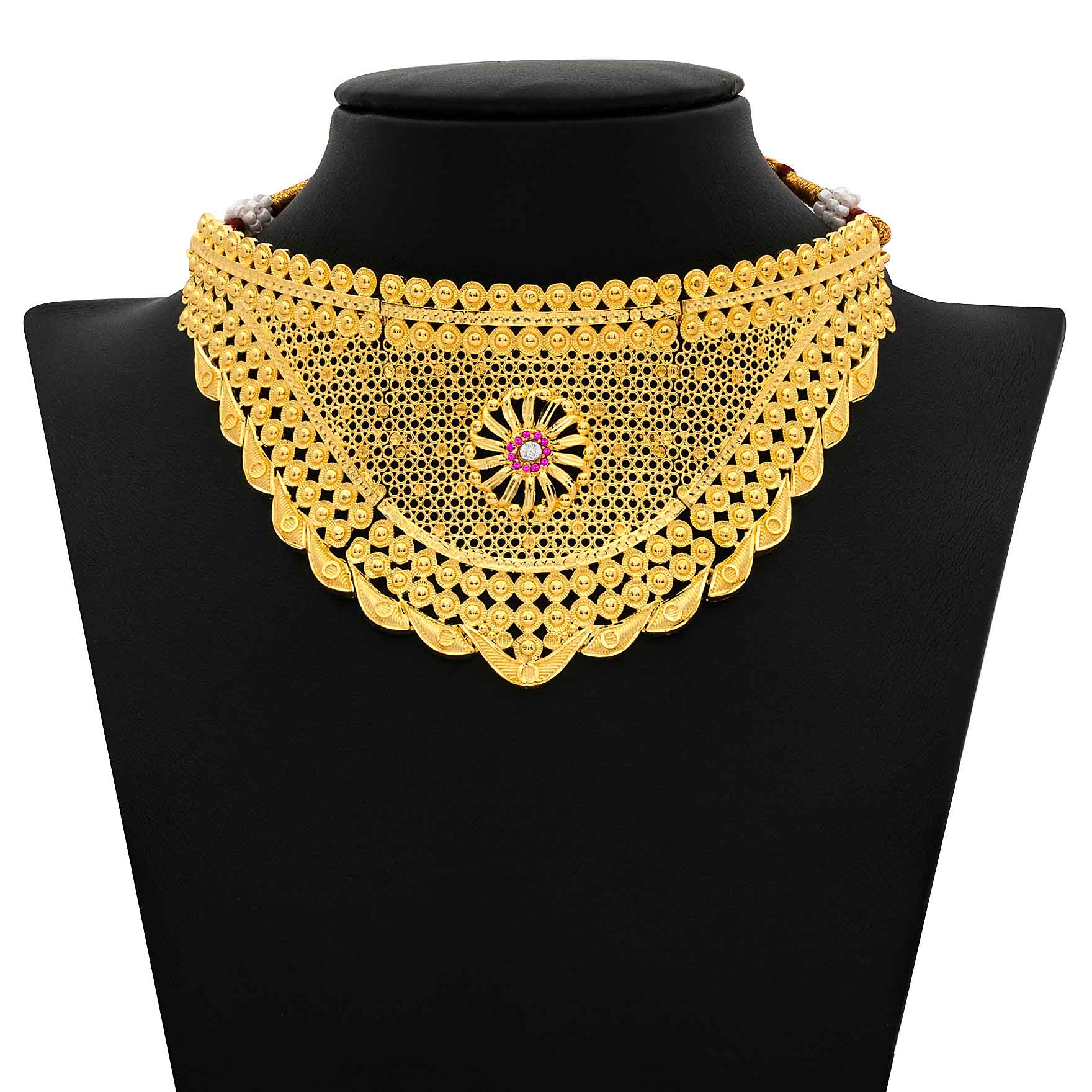 STONE NECKLACE SHORT WITH GOLDEN STUD PSNS11WR-0321, PSHST60WR-081