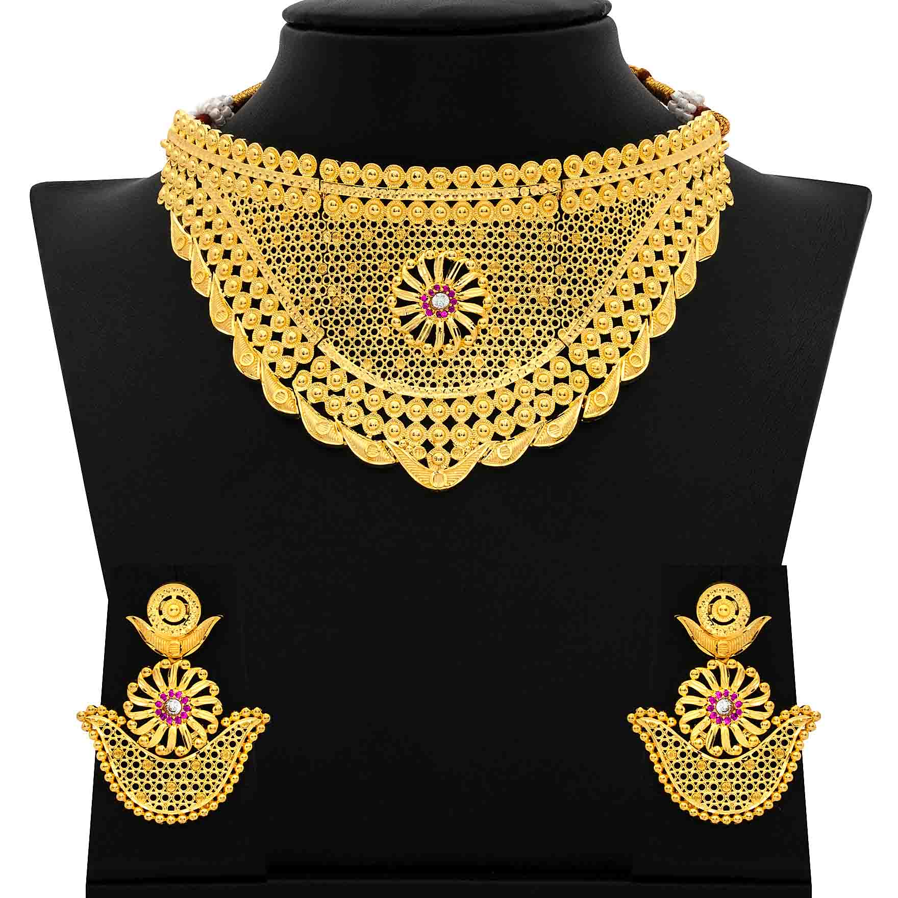 STONE NECKLACE SHORT WITH GOLDEN STUD PSNS11WR-0321, PSHST60WR-081