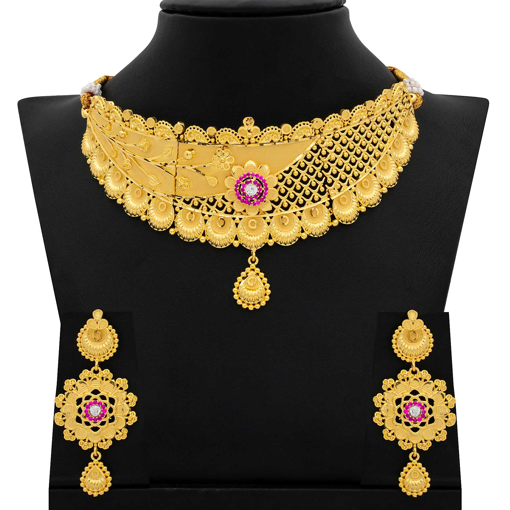 STONE NECKLACE SHORT WITH GOLDEN STUD PSNS9WR-0321, PSHST57WR-081