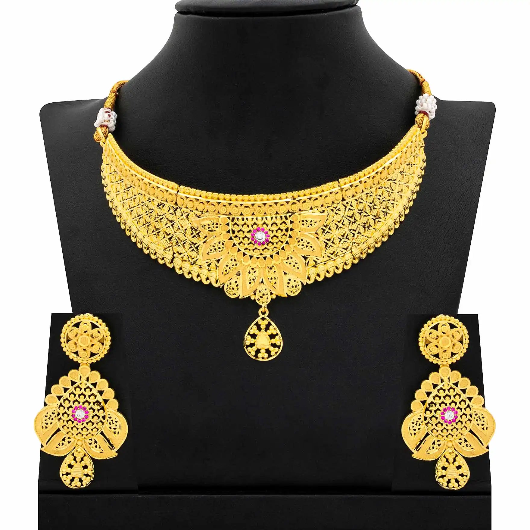 STONE NECKLACE SHORT WITH GOLDEN STUD PSNS8WR-0321, PSHST56WR-081