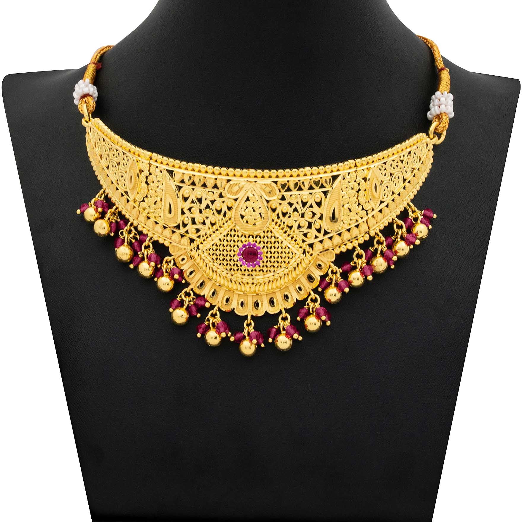 STONE NECKLACE LONG WITH GOLDEN STUD PSNS24R-0321, PSHST70R-081