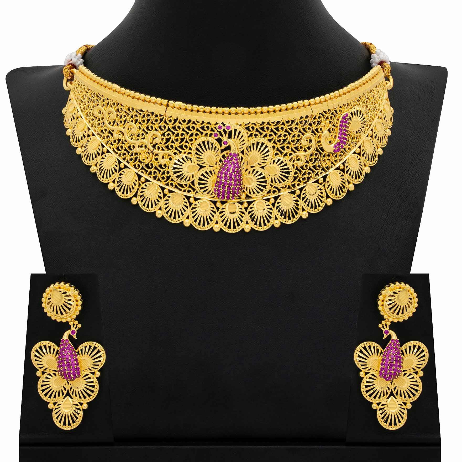 STONE NECKLACE LONG WITH GOLDEN STUD PSNS17R-0321, PSHST64R-081