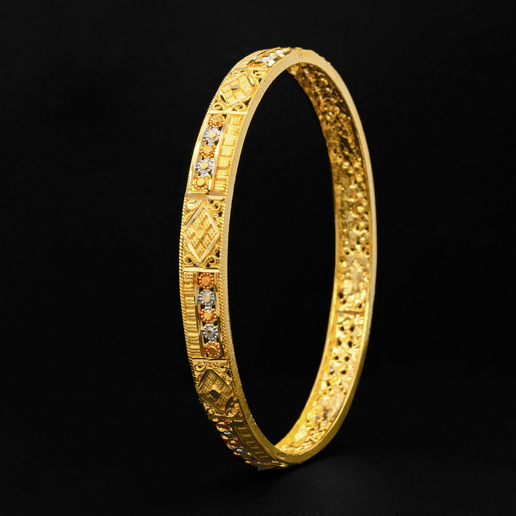 24ct Heavy Gold Layered Enamel Bangle PEB29-032