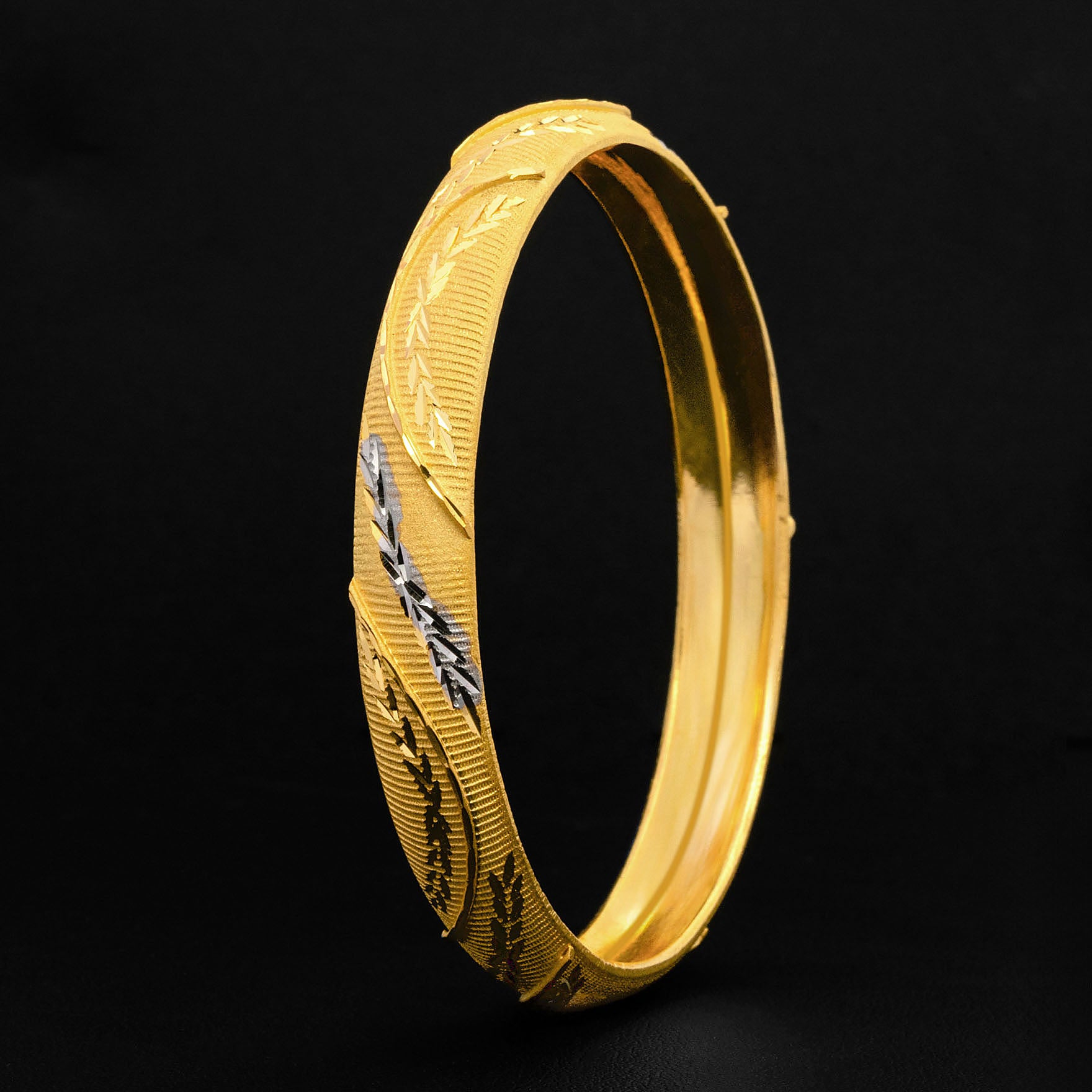 24ct Heavy Gold Layered Rhodium Bangle PRGB31-032