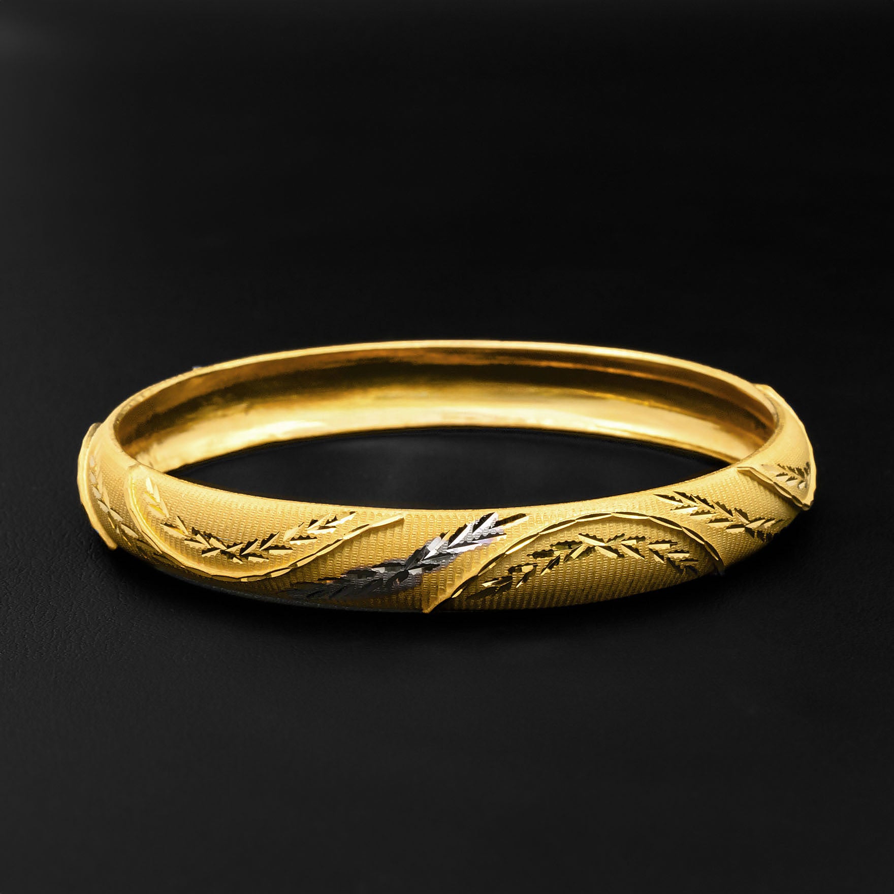 24ct Heavy Gold Layered Rhodium Bangle PRGB31-032