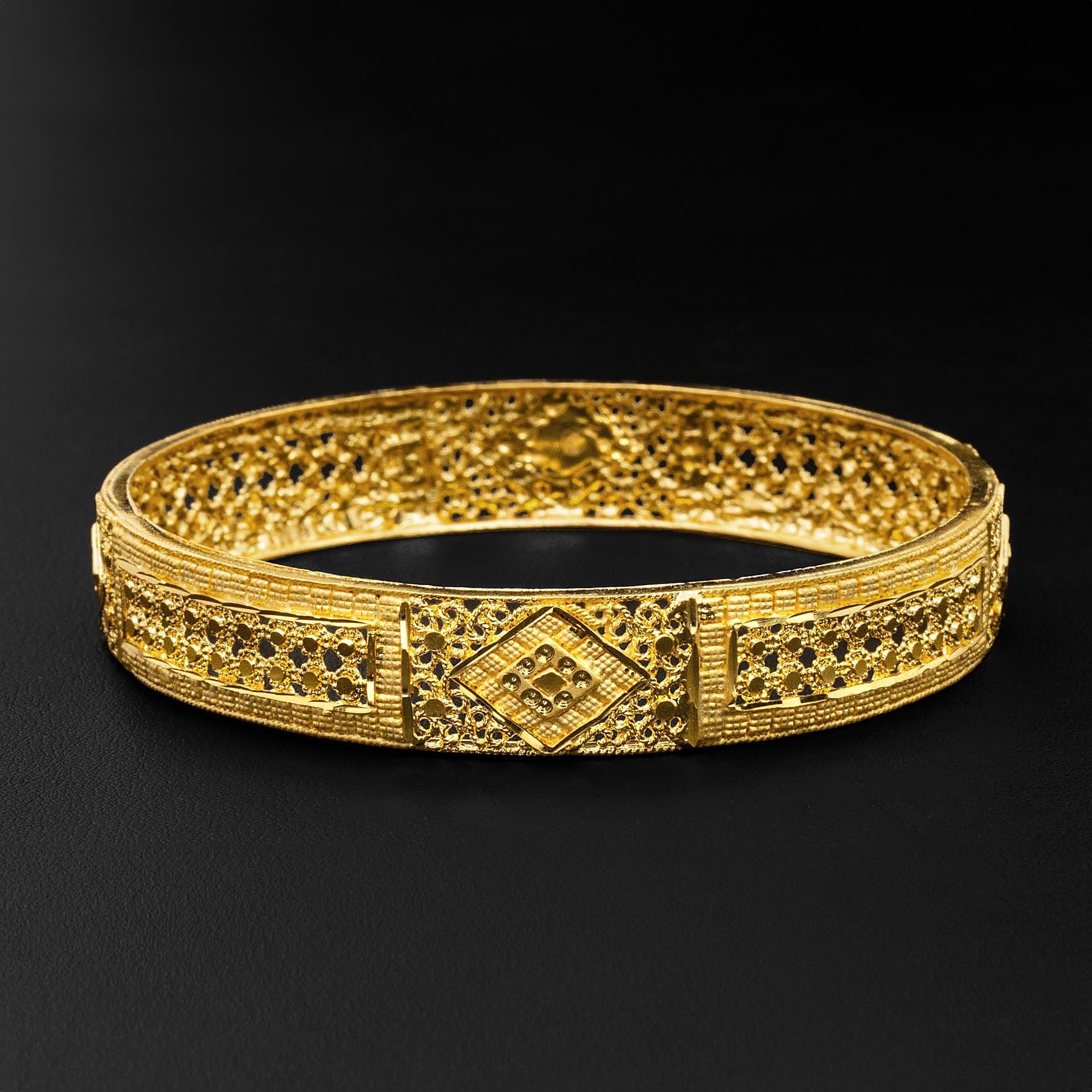 24ct Heavy Gold Layered Pulsos Bangle PGB92-052