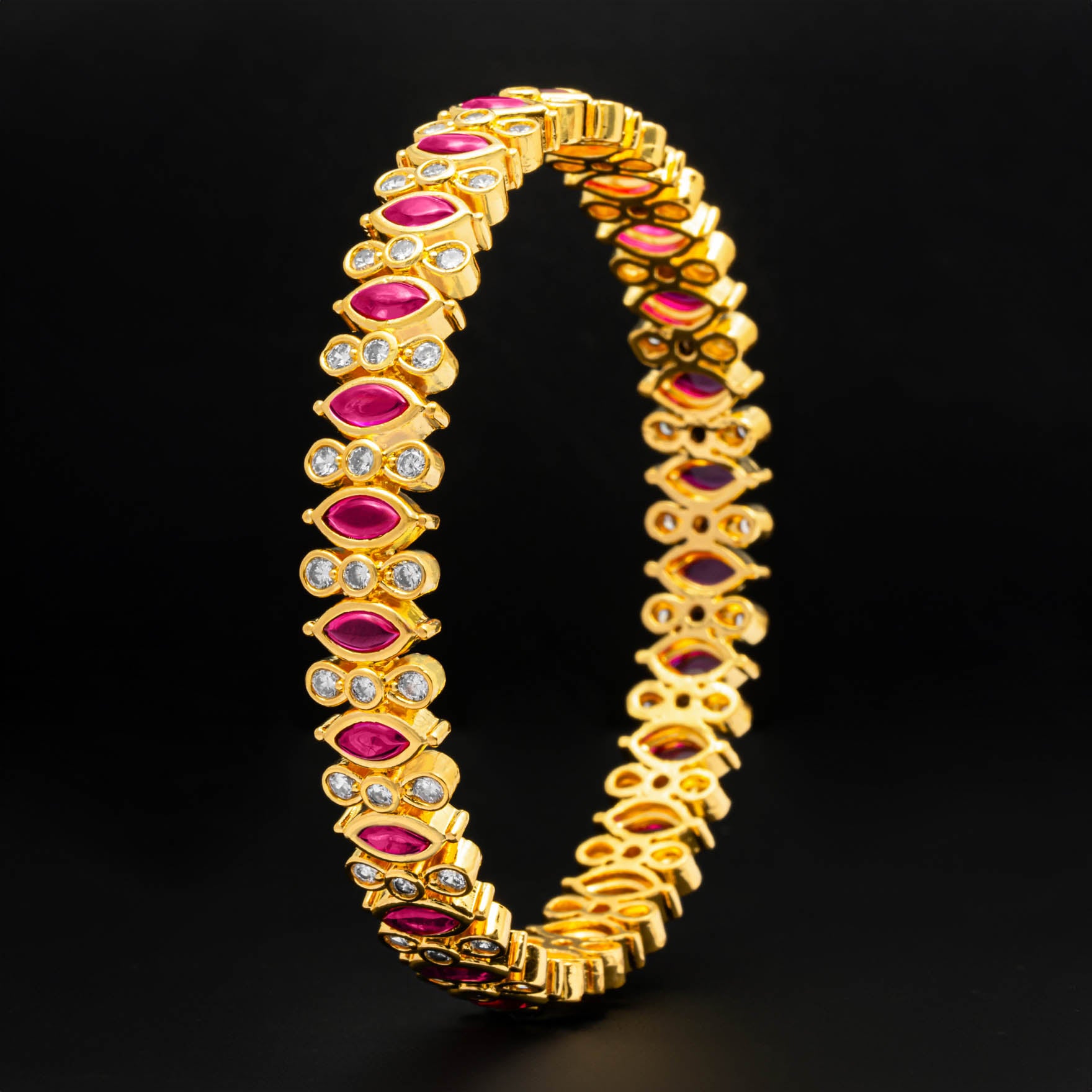 24ct Heavy Gold Layered Stone Bangle PSB9WR-004